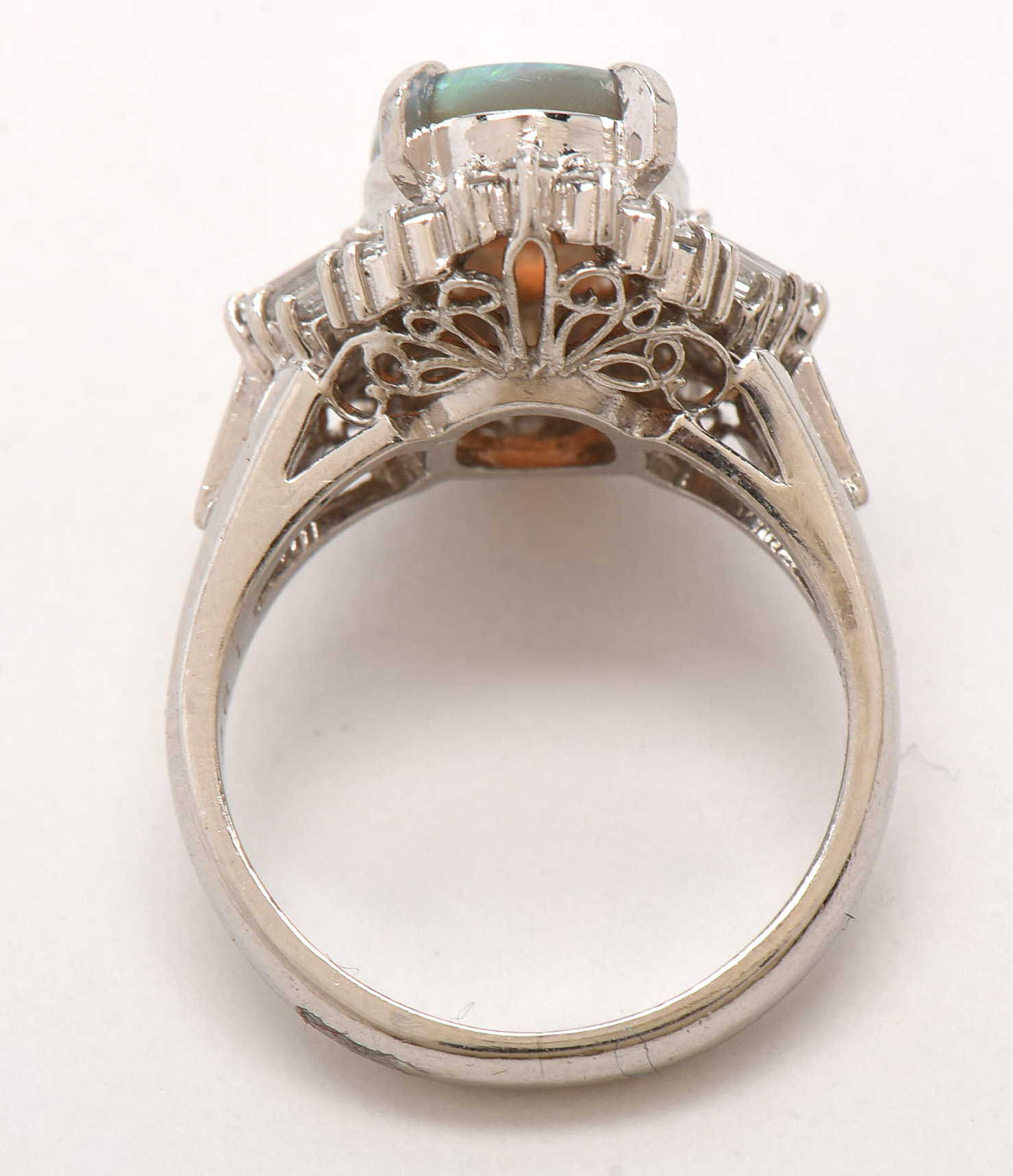 Platinum Opal and Diamond Ballerina Ring