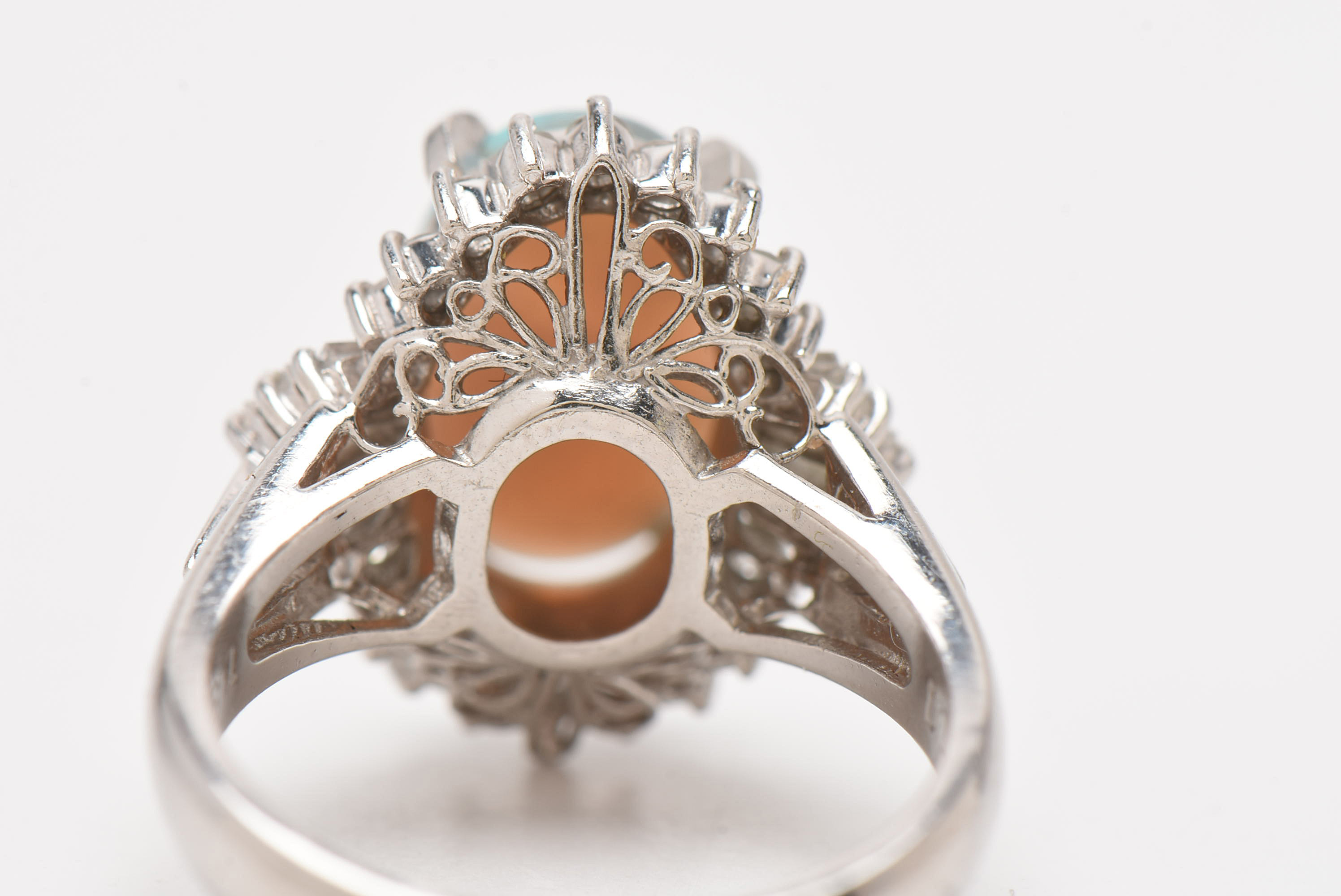 Platinum Opal and Diamond Ballerina Ring