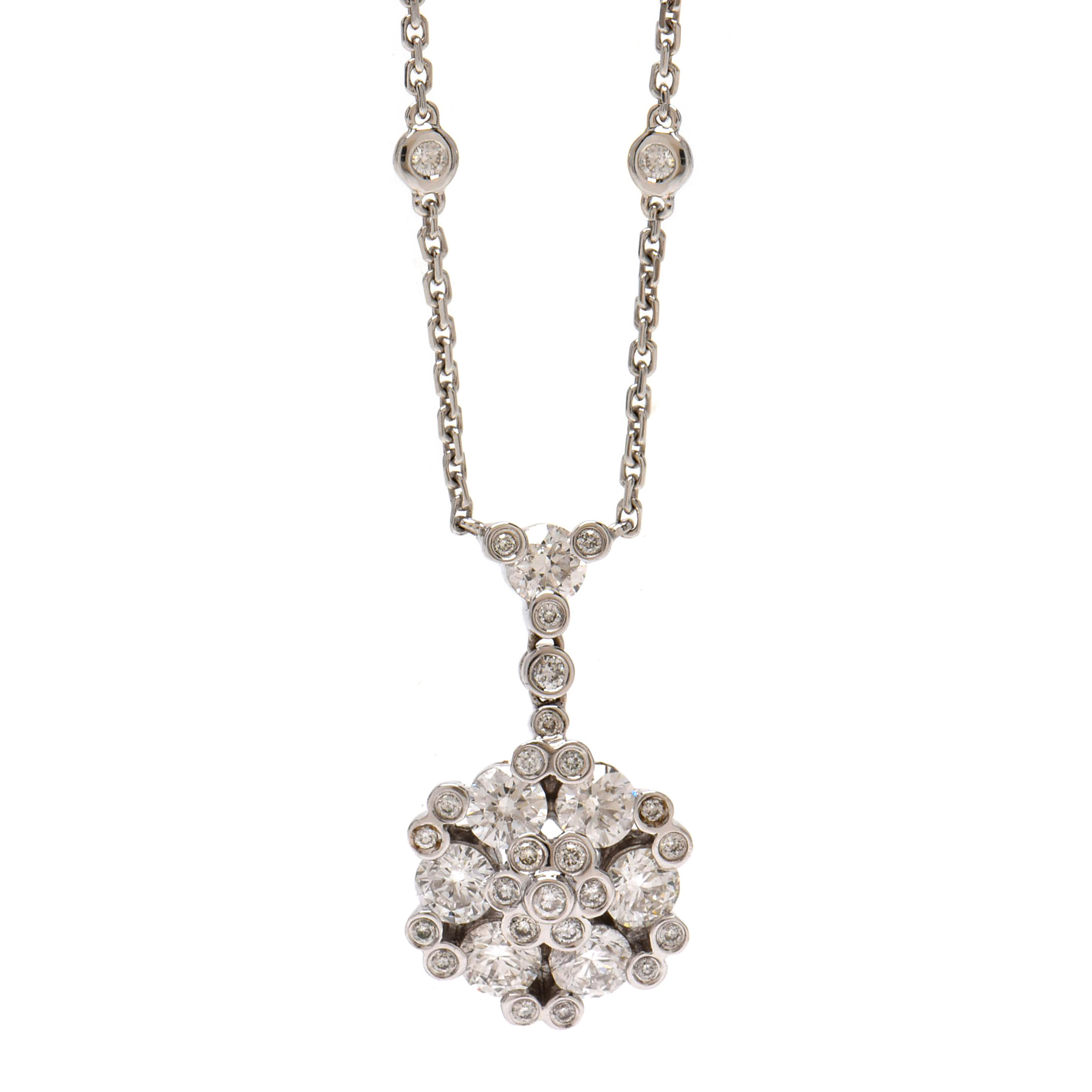 Gregg Ruth 18K White Gold 1.60 CTW Diamond Necklace