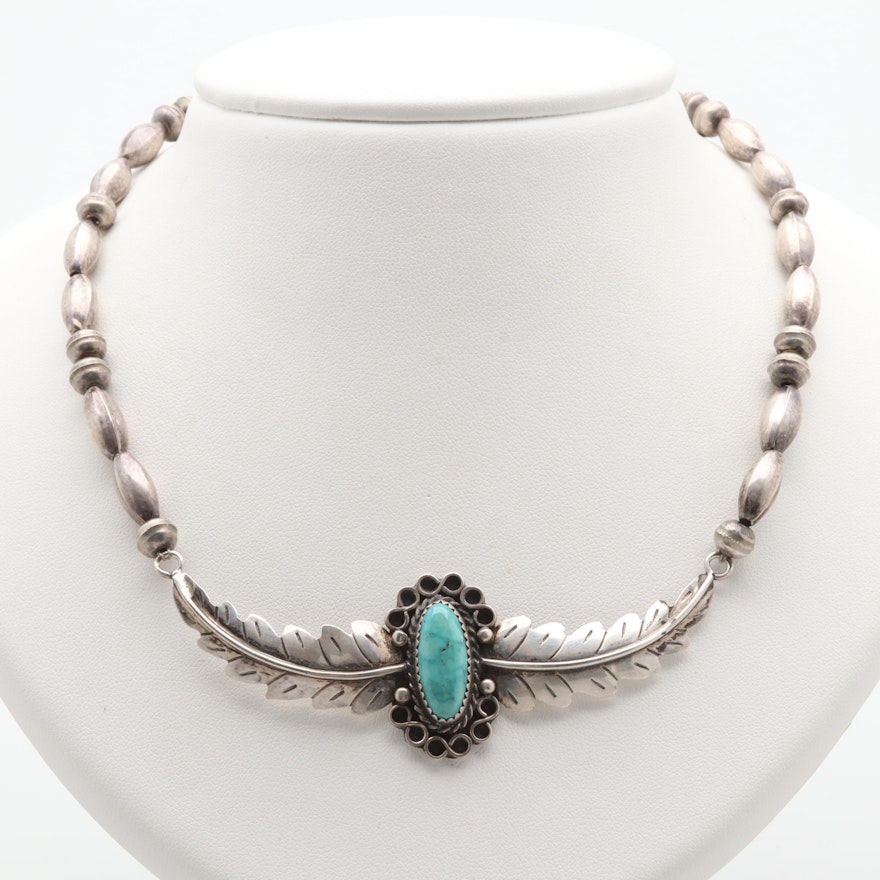 Southwestern Style Sterling Silver Turquoise Necklace