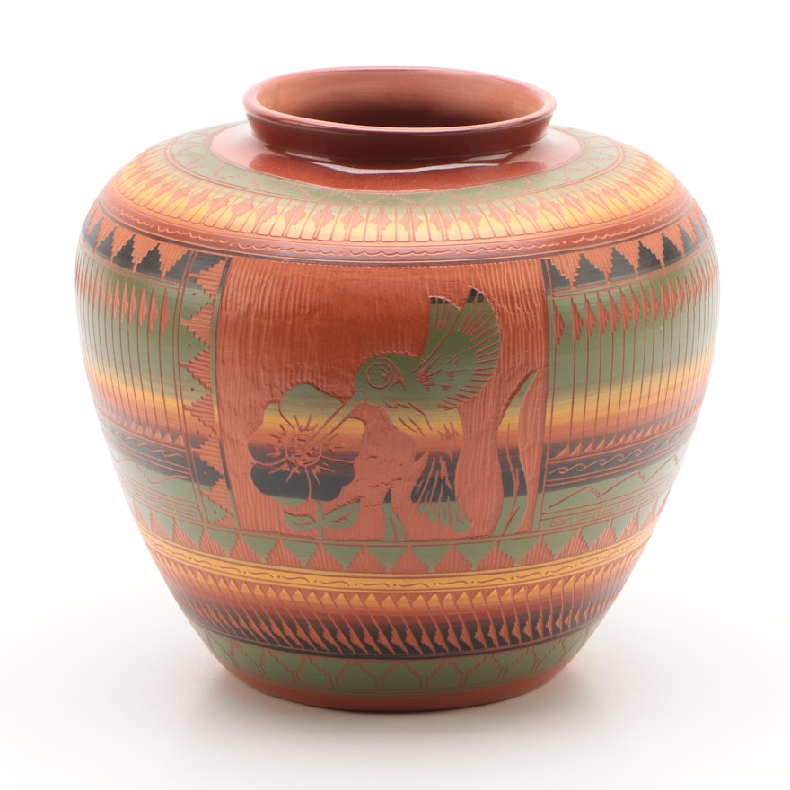 W. Johnson Jr.  Navajo Sgraffito Earthenware Vase