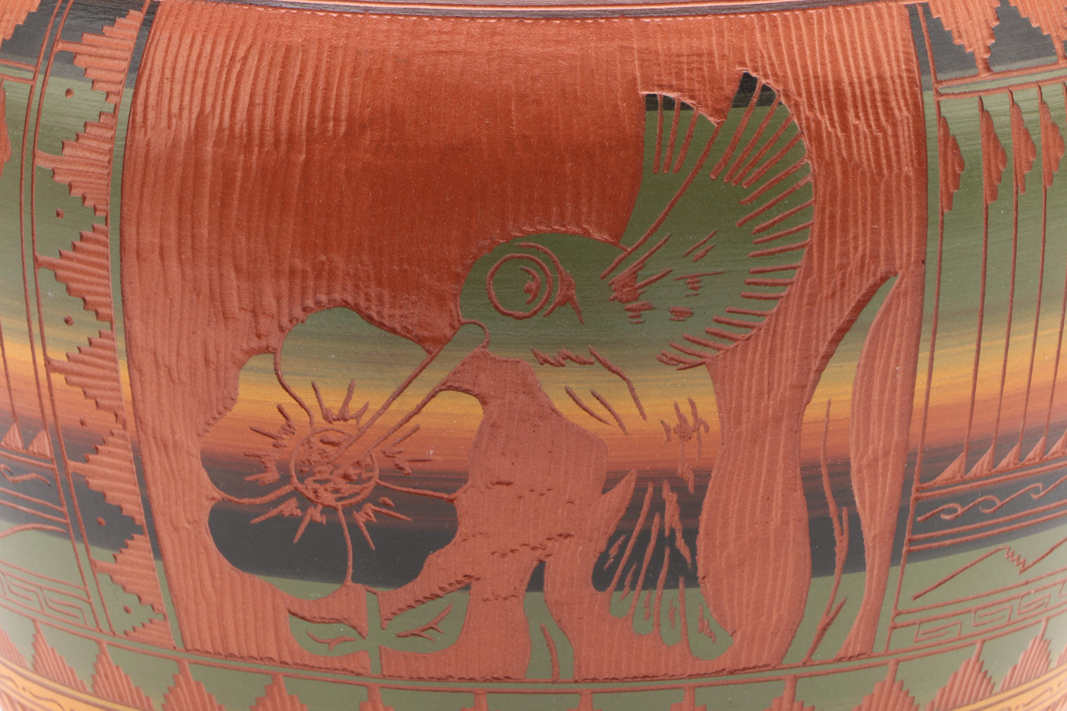 W. Johnson Jr.  Navajo Sgraffito Earthenware Vase