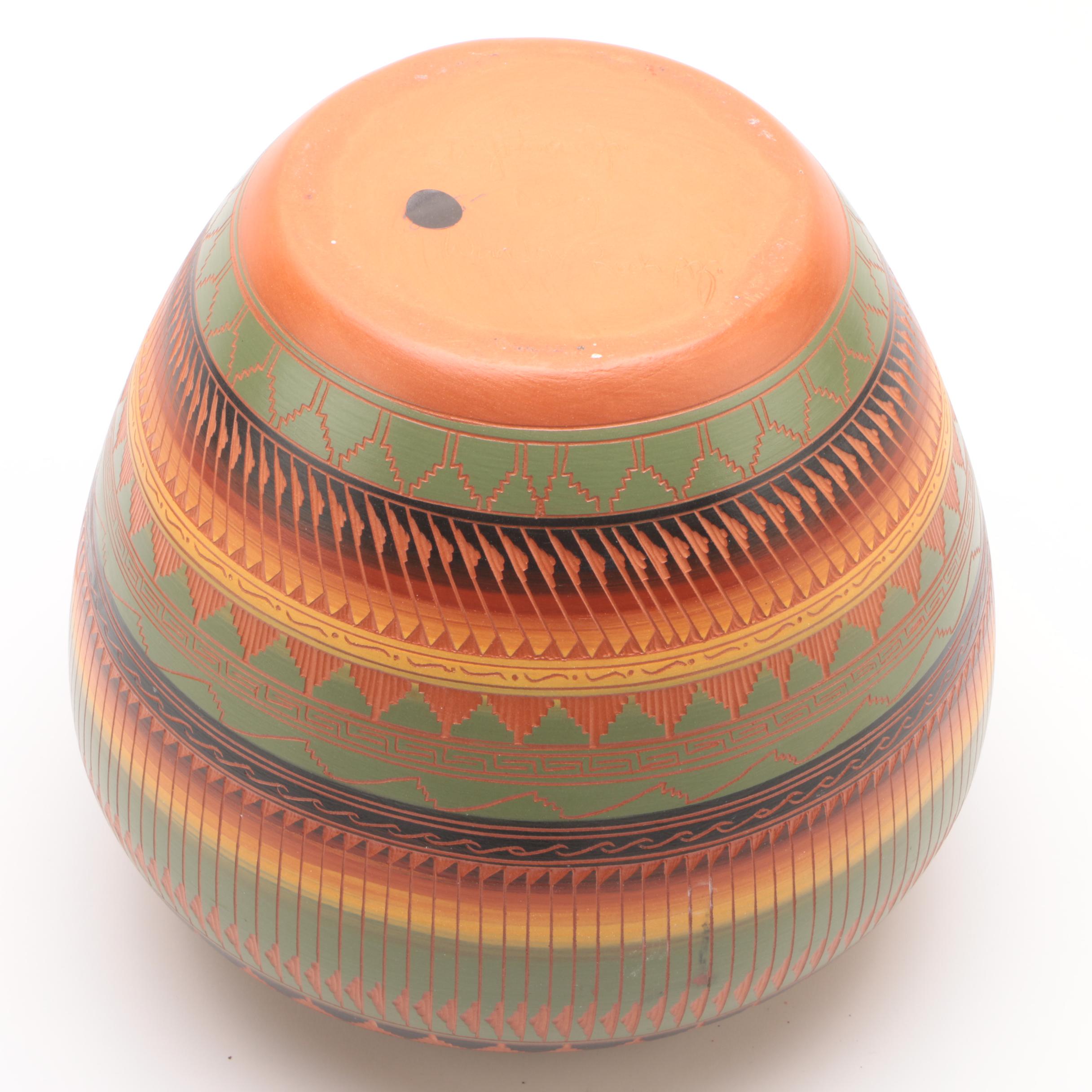 W. Johnson Jr.  Navajo Sgraffito Earthenware Vase