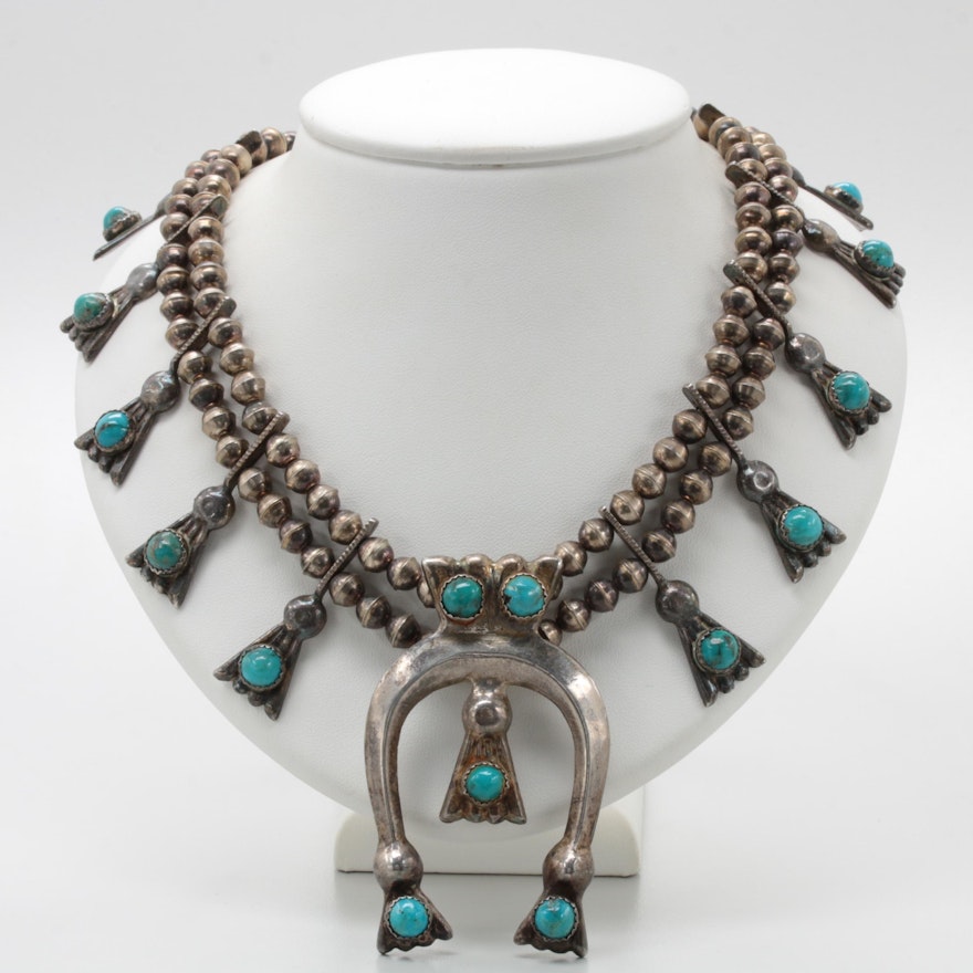 Southwestern Style Sterling Silver Turquoise Necklace