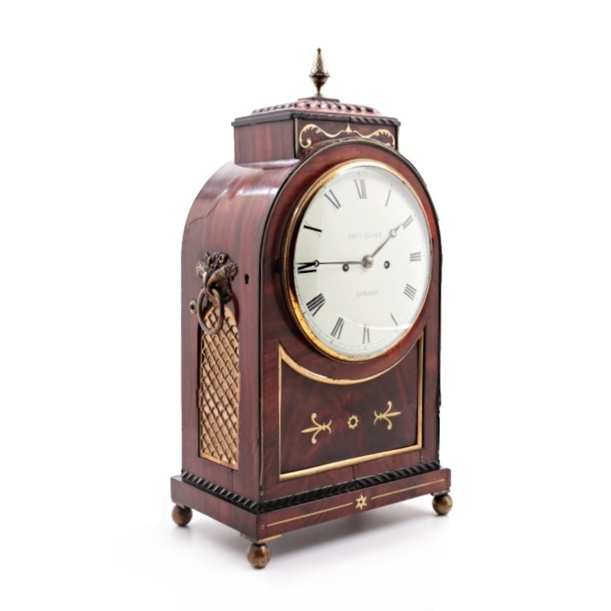 Regency Brass-Inlaid Mahogany and Ebony Bracket Clock, Circa 1815