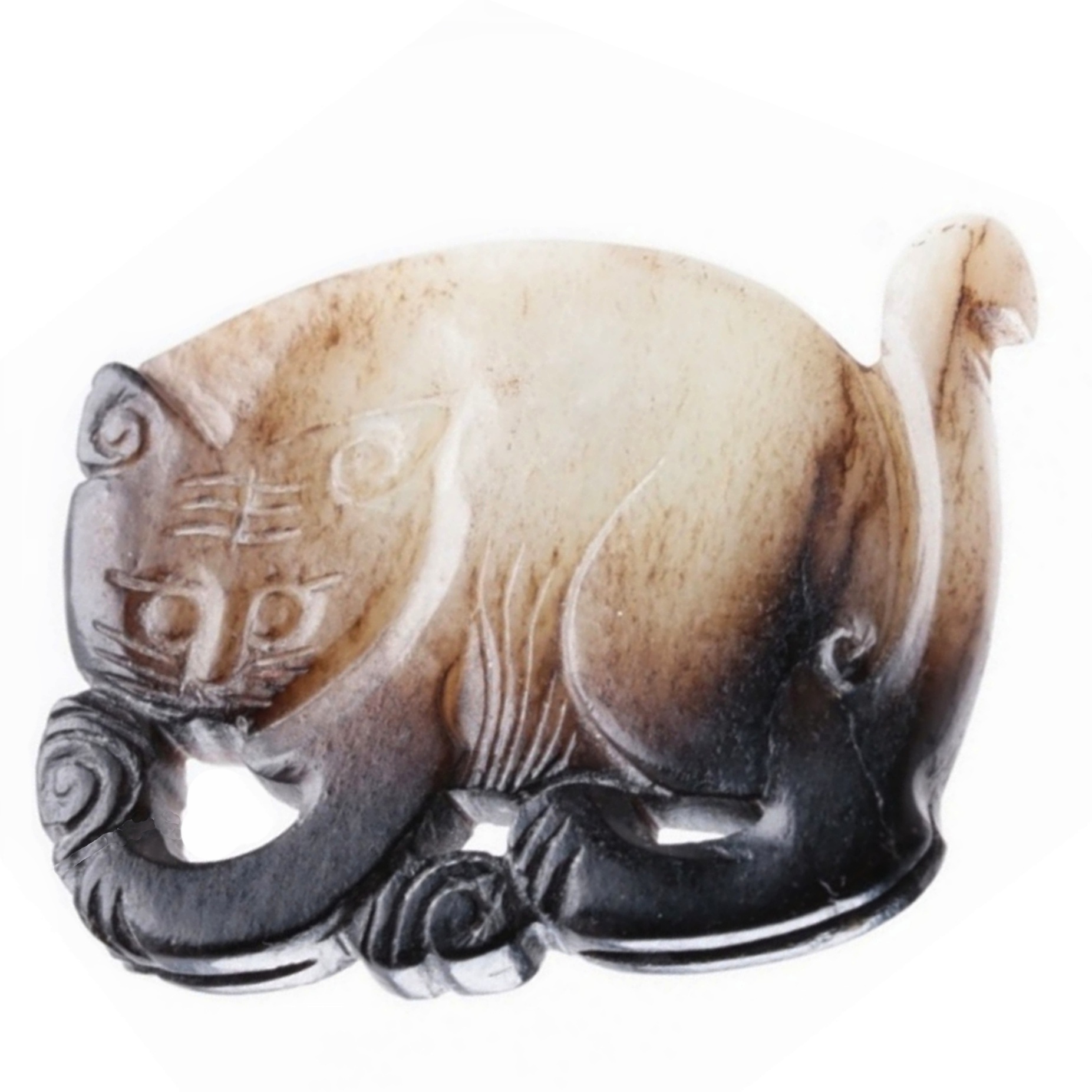 Chinese Ming Dynasty Carved Nephrite Jade Cat