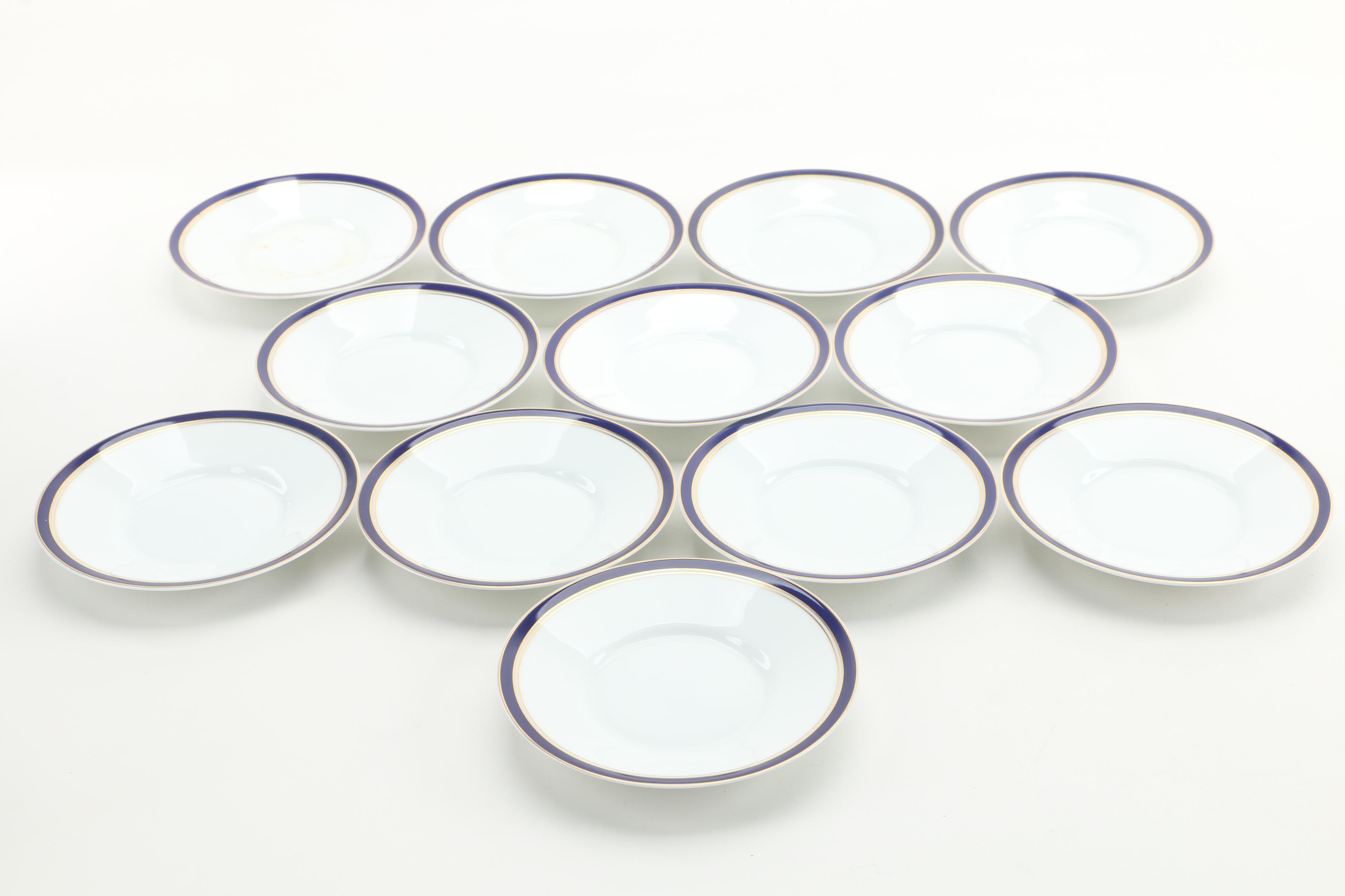 Raynaud "Diplomat Blue" Porcelain Cups and Saucers
