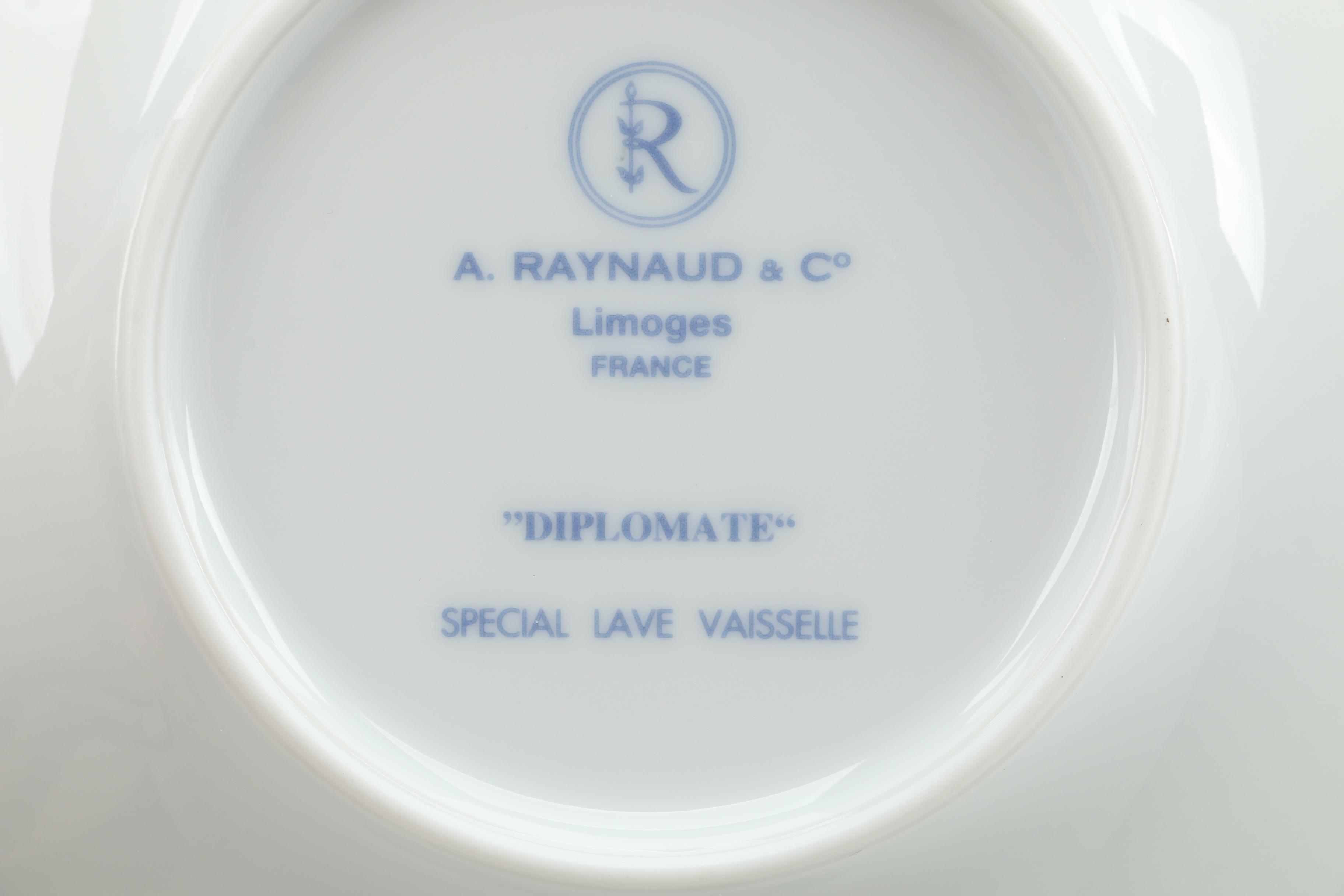 Raynaud "Diplomat Blue" Porcelain Cups and Saucers