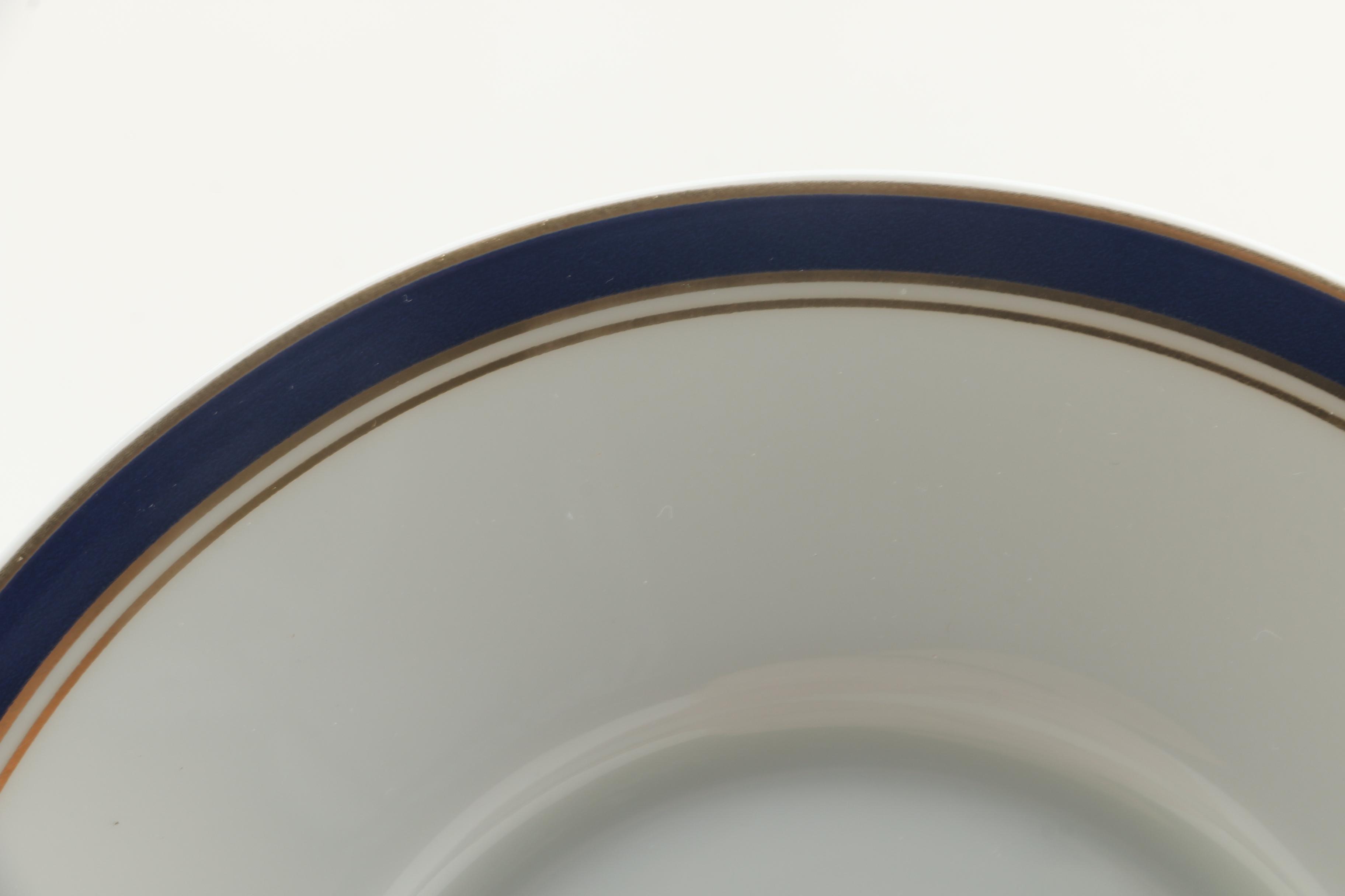 Raynaud "Diplomat Blue" Porcelain Cups and Saucers
