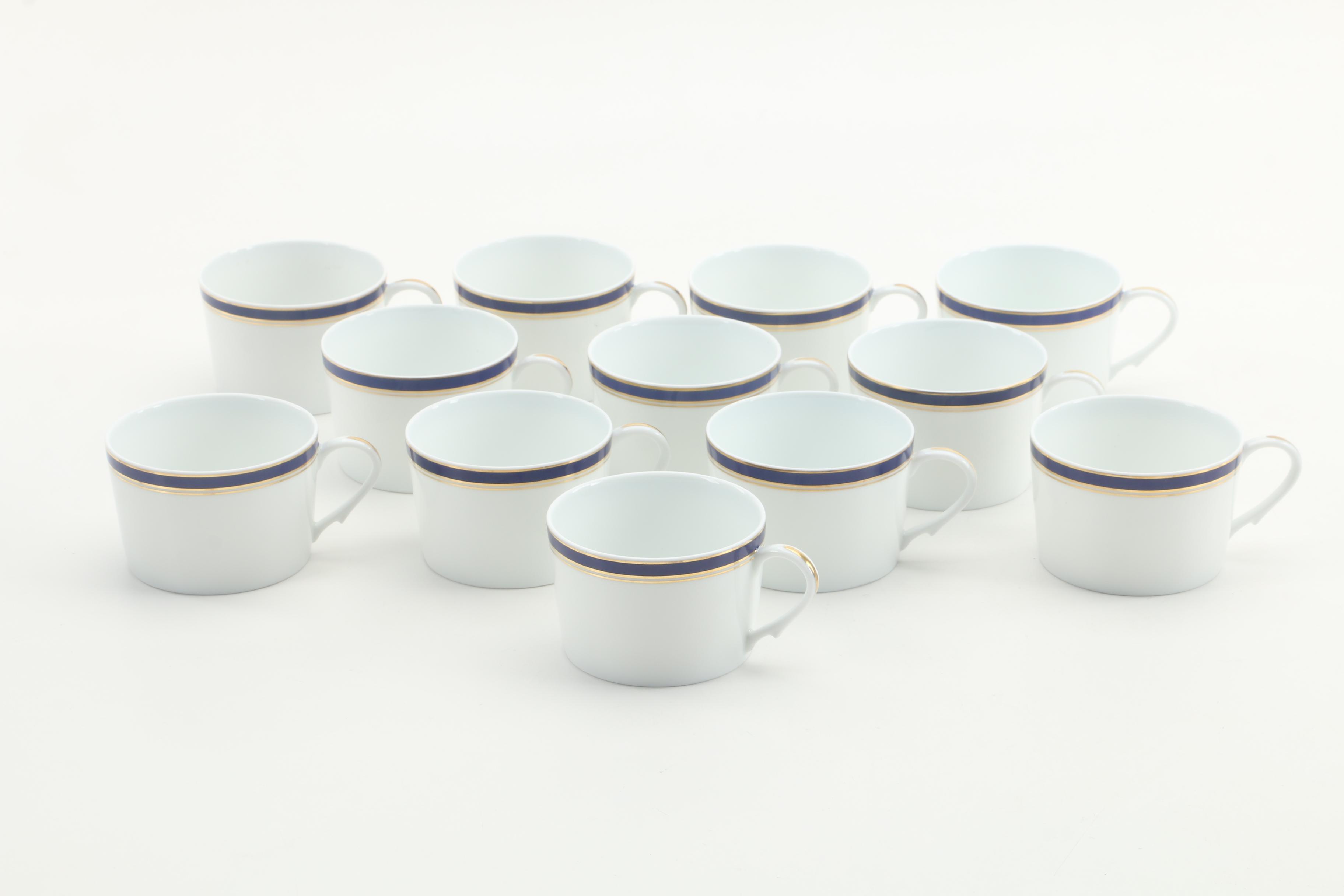 Raynaud "Diplomat Blue" Porcelain Cups and Saucers