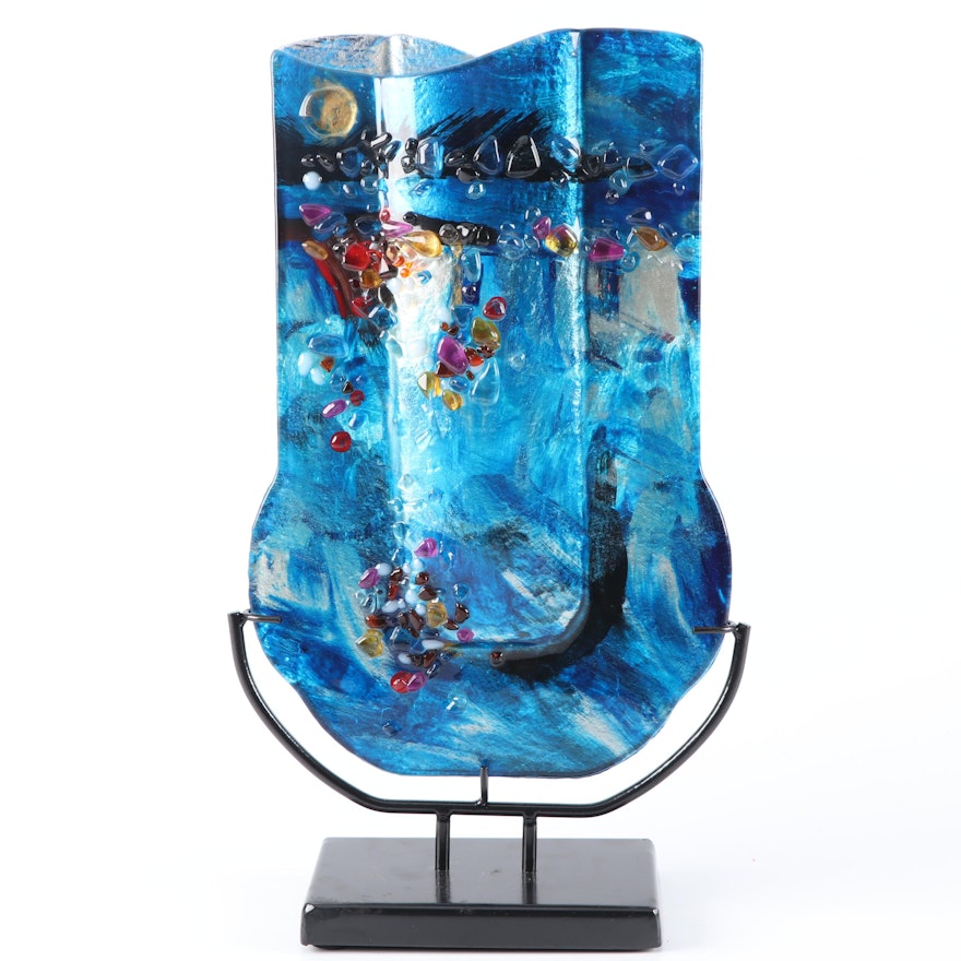 Contemporary Fused Glass Vase by Jasmine Art Glass