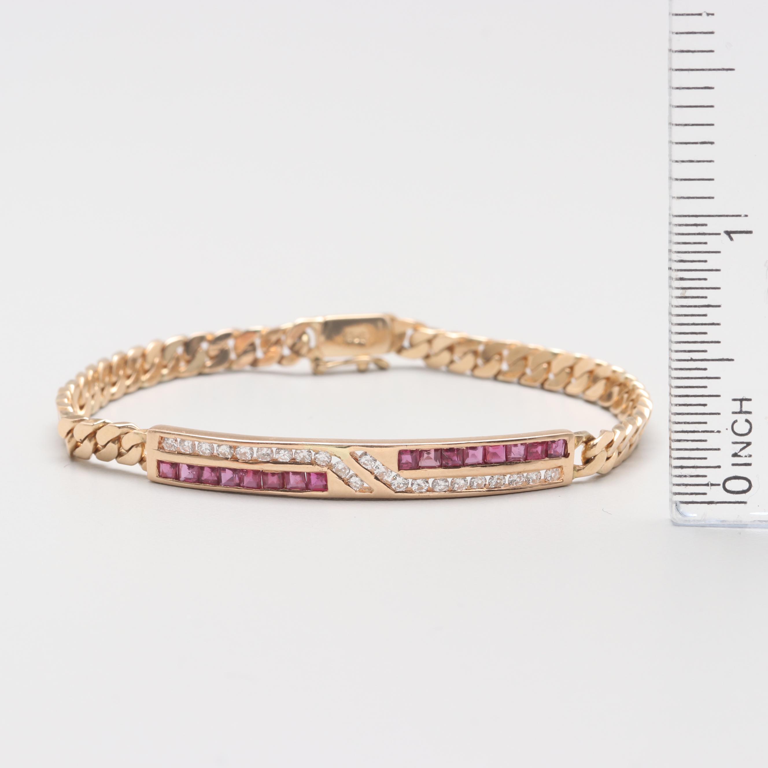 14K Yellow Gold Diamond and Ruby Bracelet