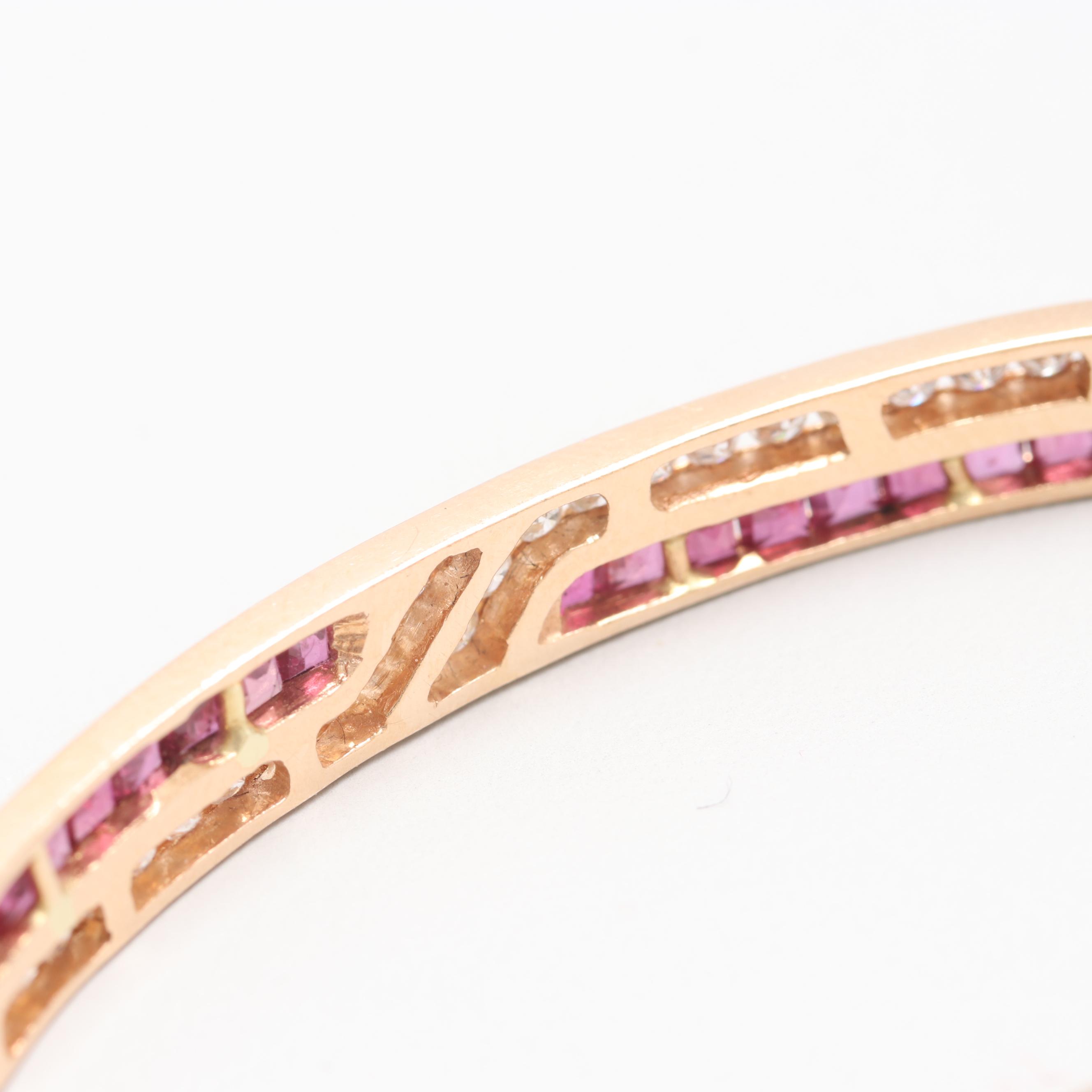 14K Yellow Gold Diamond and Ruby Bracelet
