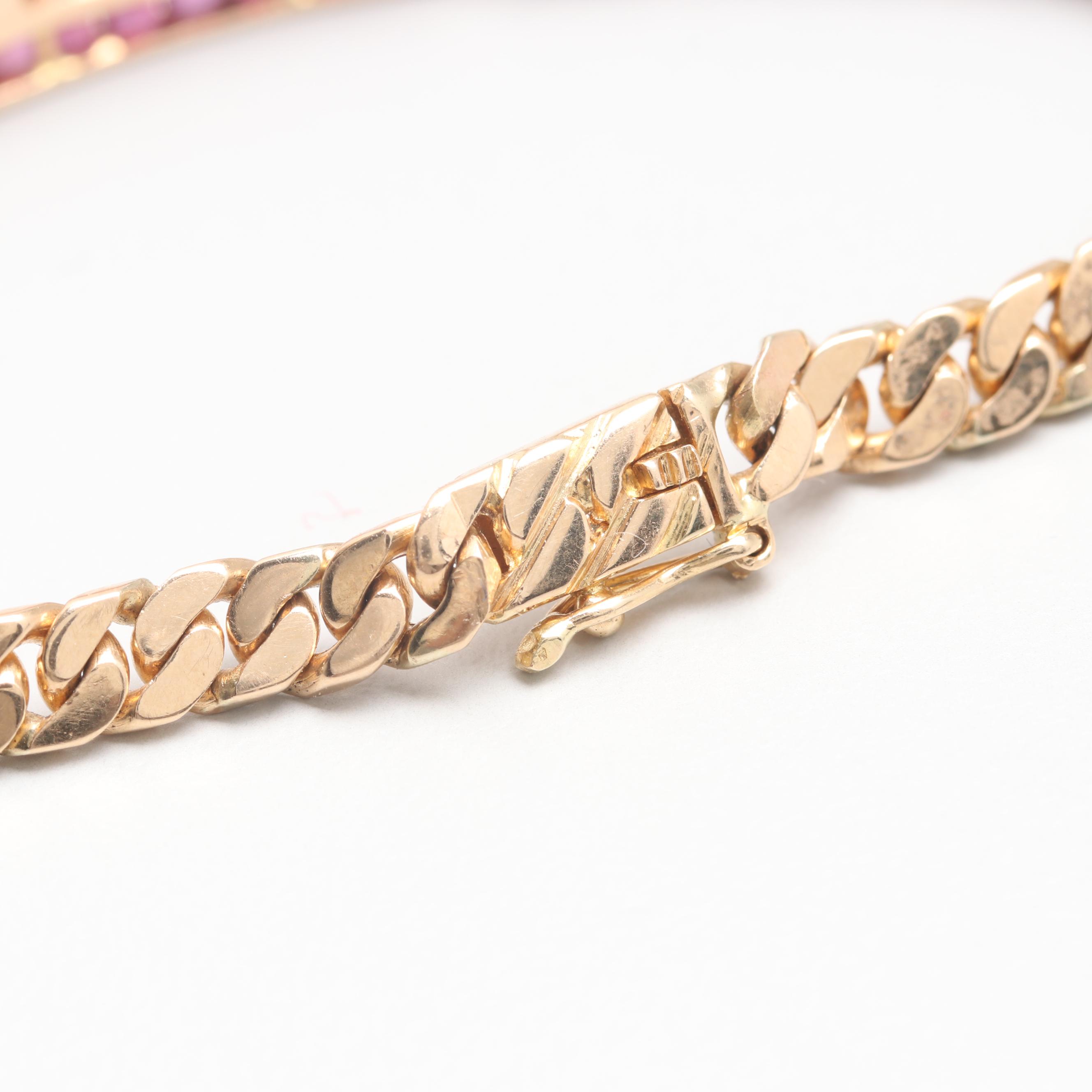 14K Yellow Gold Diamond and Ruby Bracelet