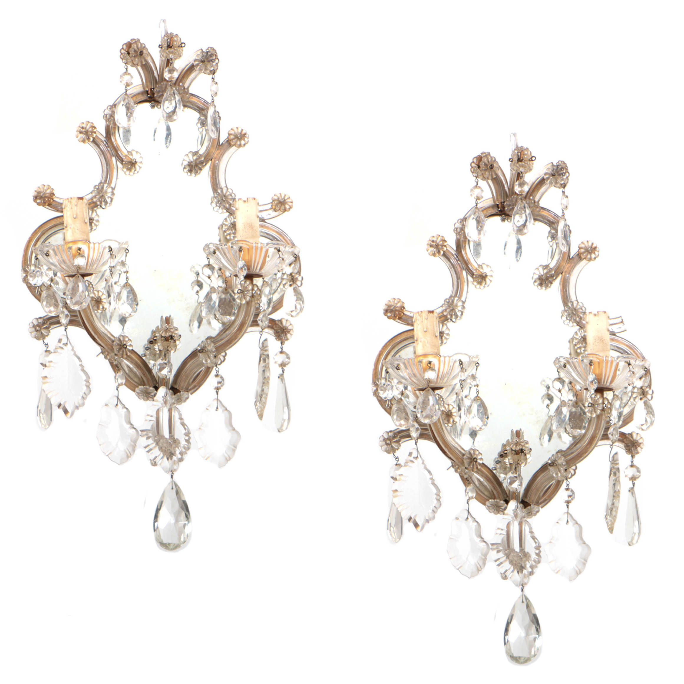 Antique Venetian Glass Mirrored Sconces