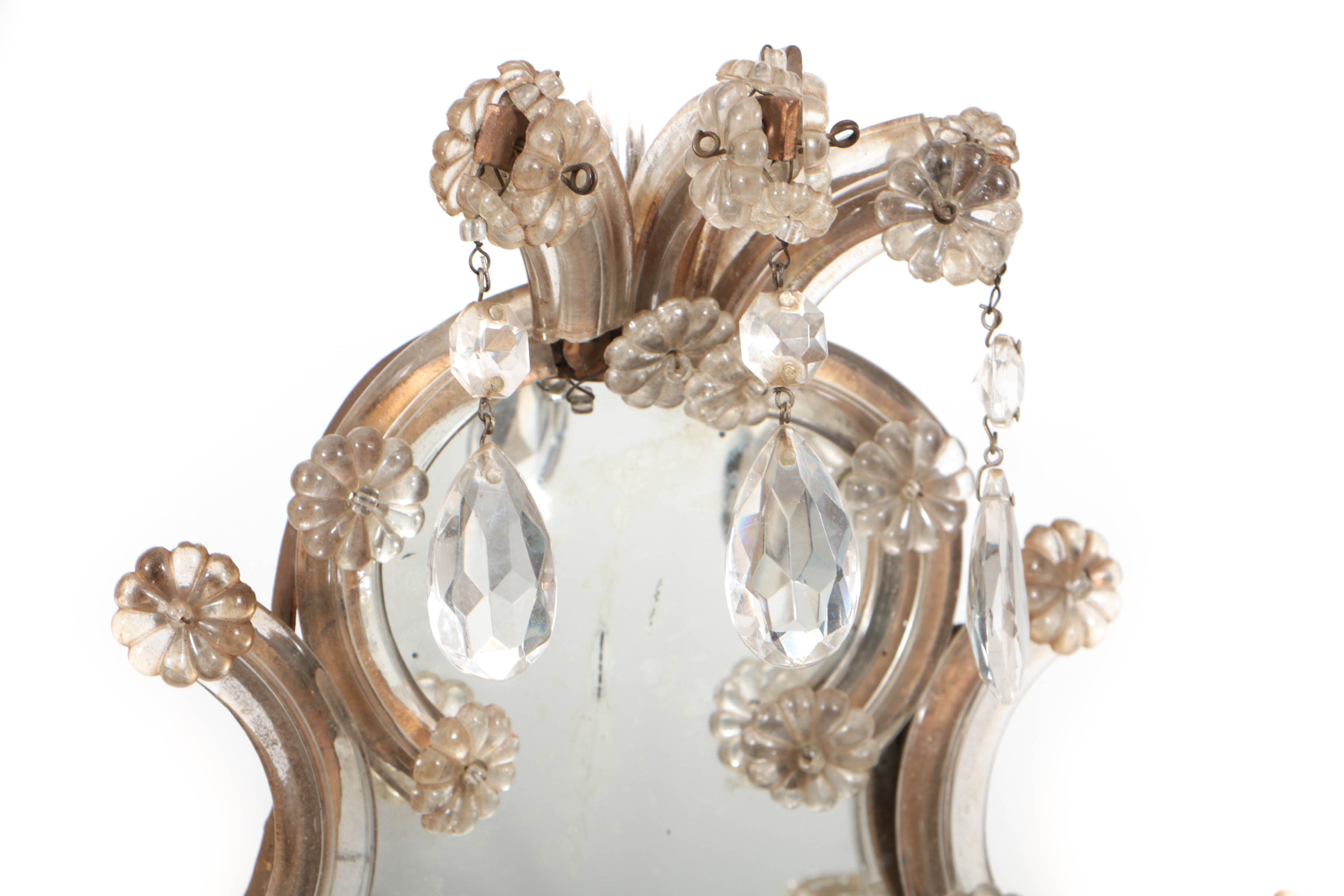 Antique Venetian Glass Mirrored Sconces