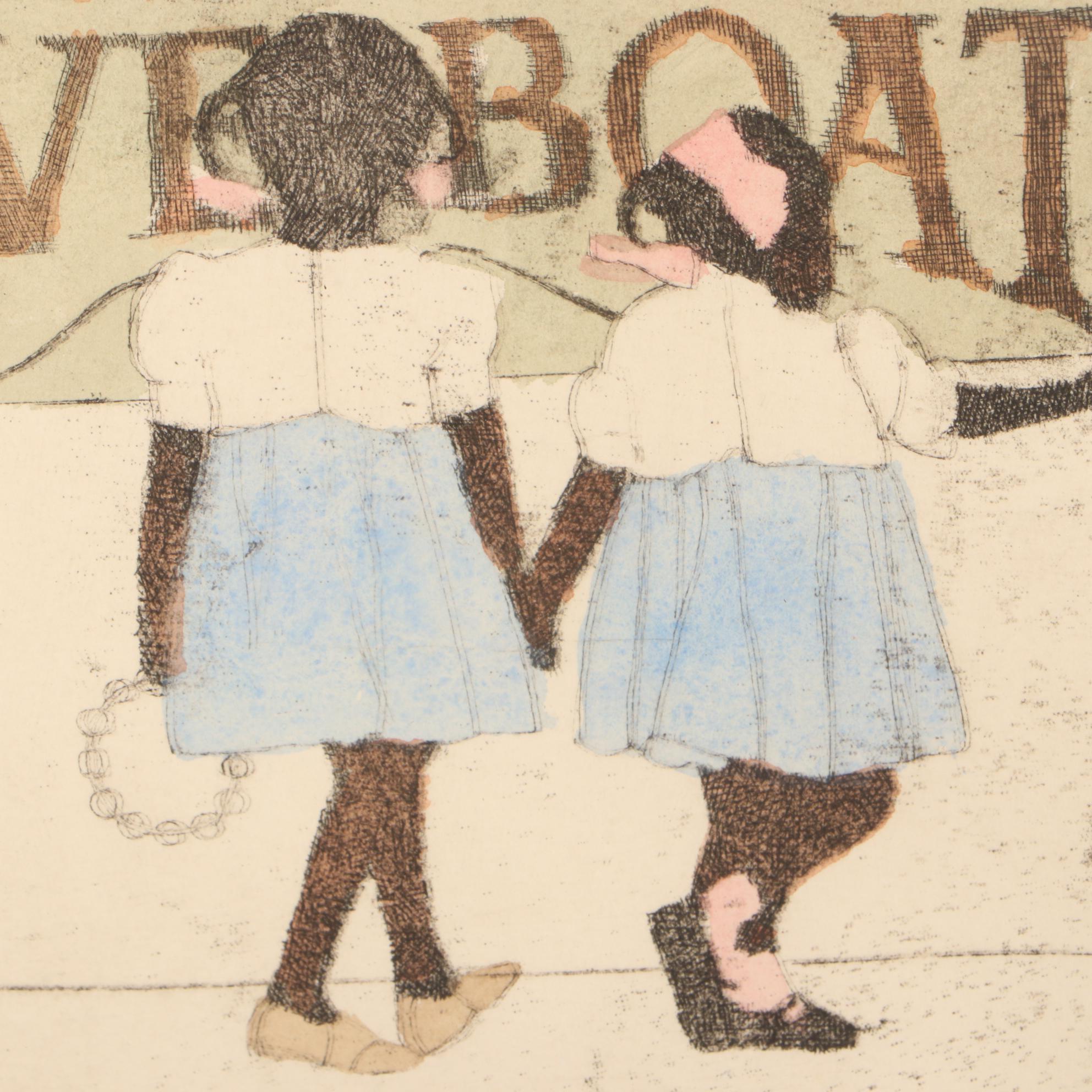 Danny Phifer Limited Edition Hand-colored Aquatint Etching "Writing on the Wall