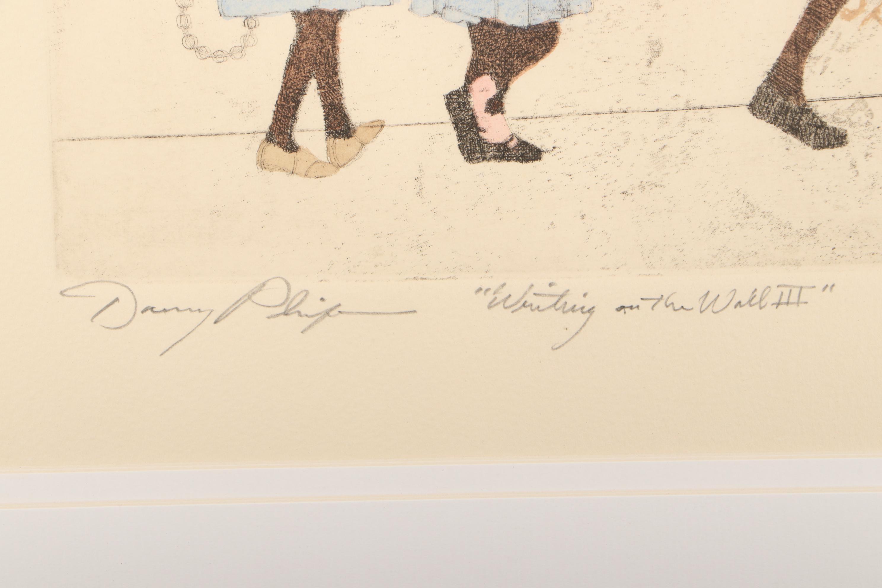 Danny Phifer Limited Edition Hand-colored Aquatint Etching "Writing on the Wall