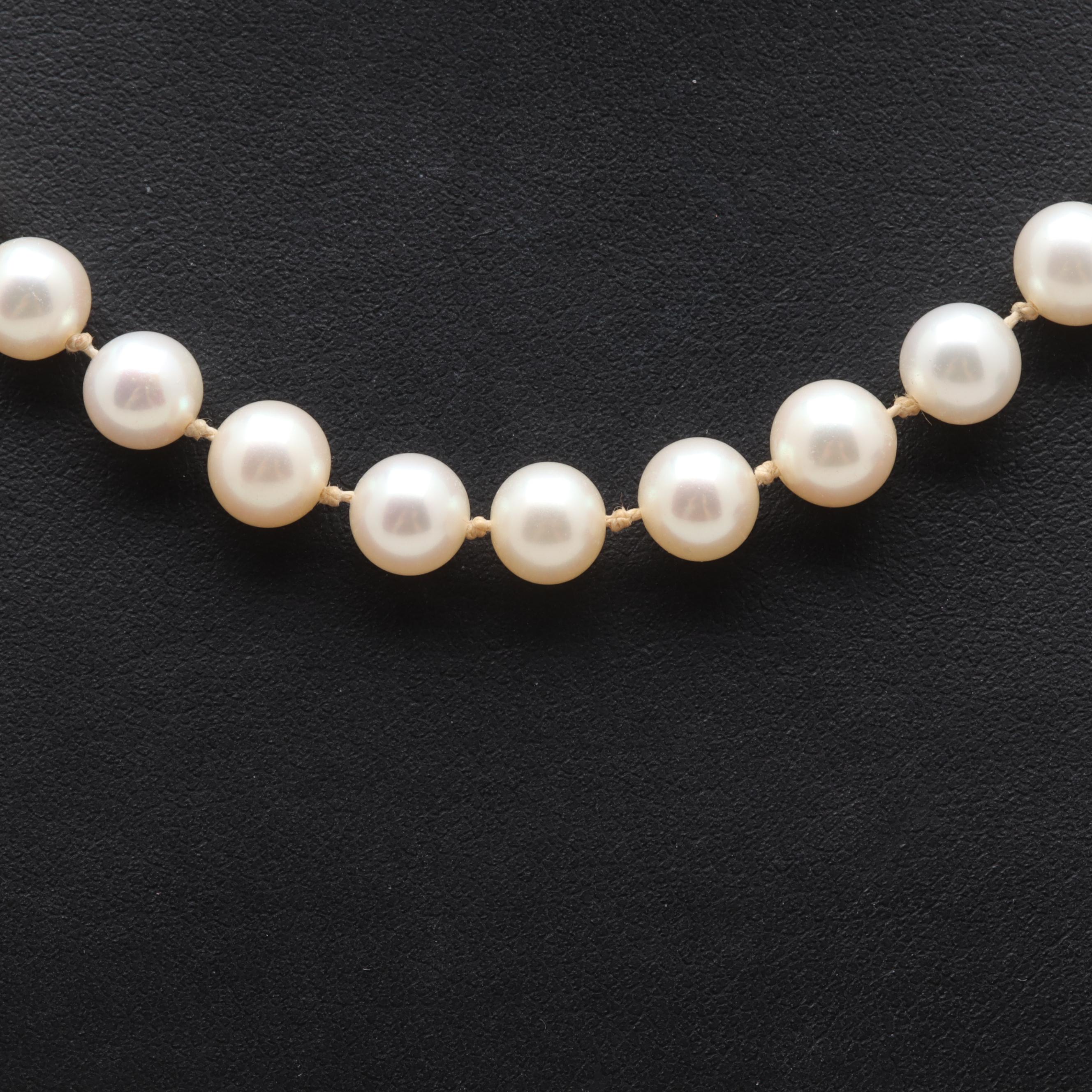 14K White Gold Cultured Pearl Necklace