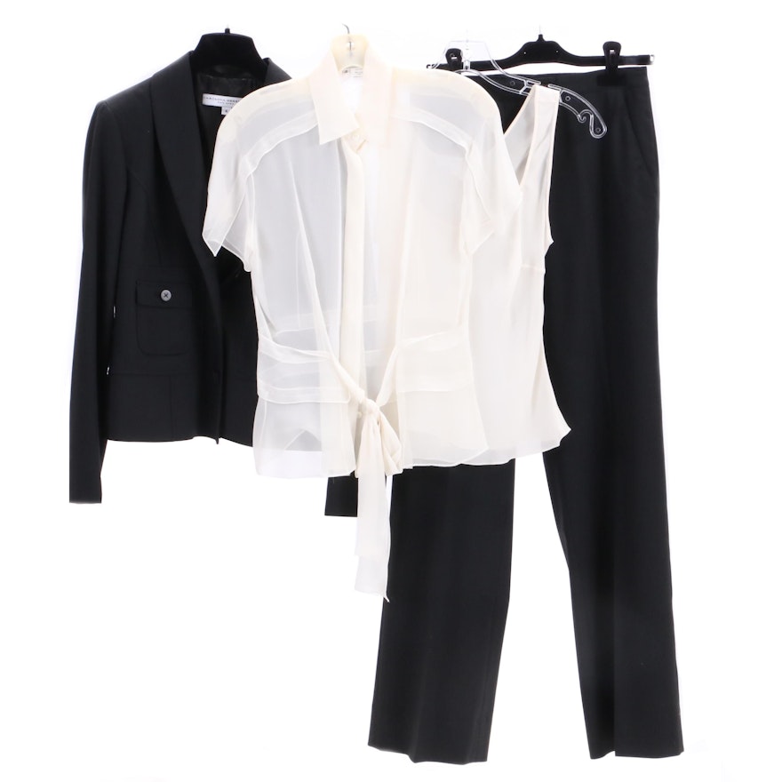 Carolina Herrera Wool Blend Suit with Silk Blouses