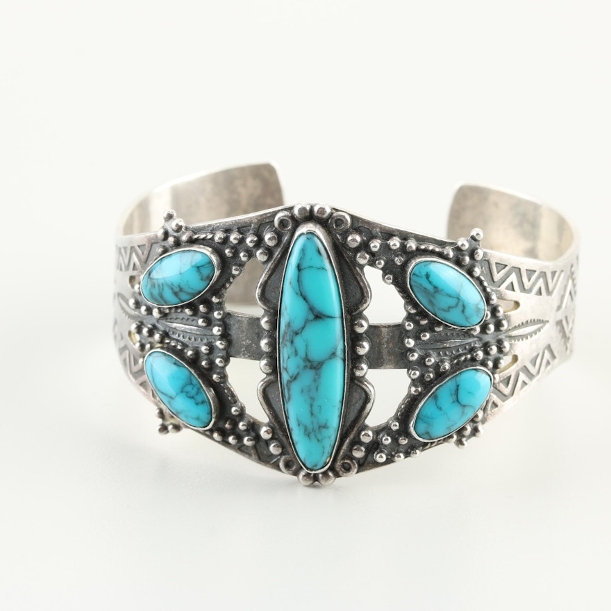 Sterling Silver Howlite Cuff Bracelet