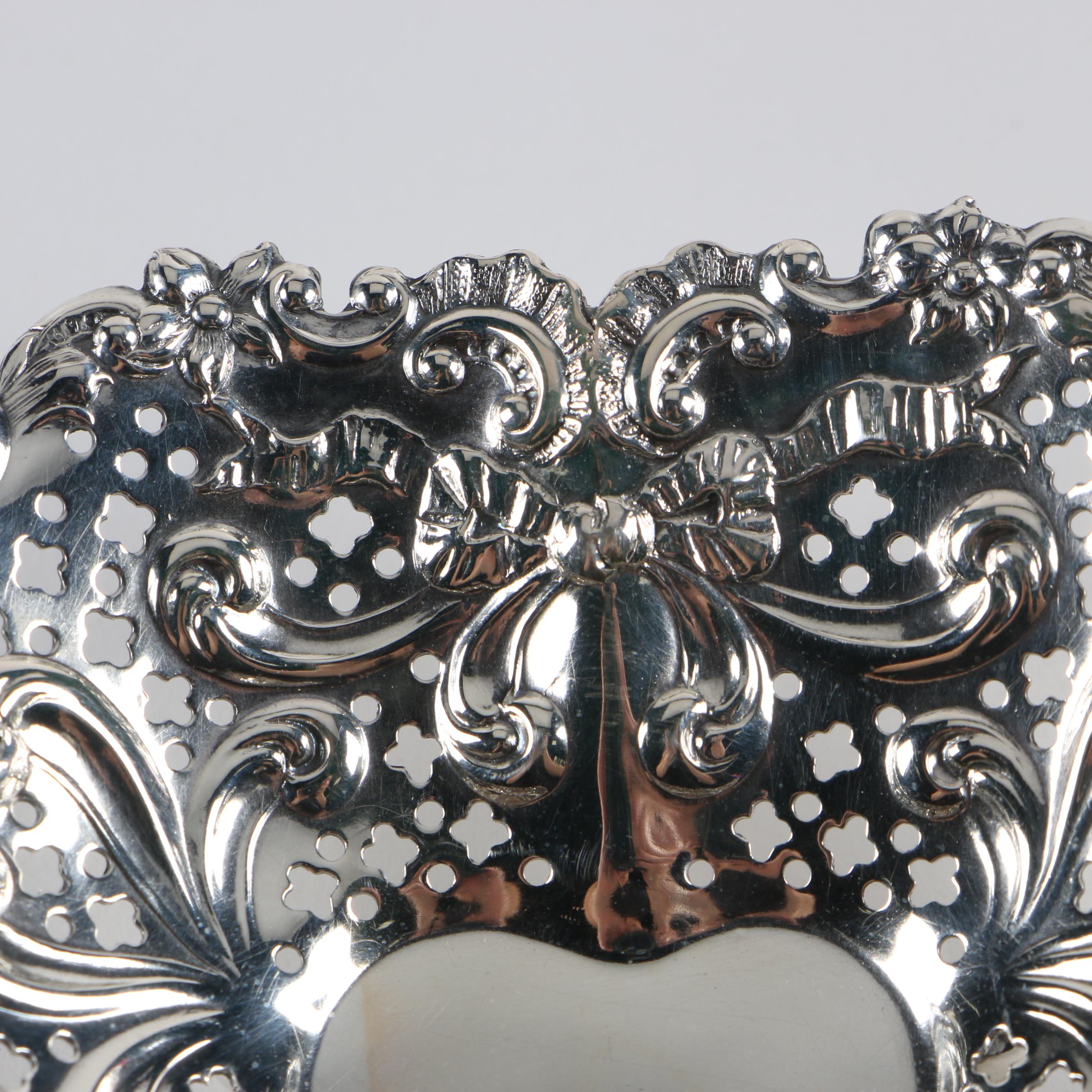 Gorham Sterling Silver Heart-Shaped Bon Bon Bowl with Sterling Dish