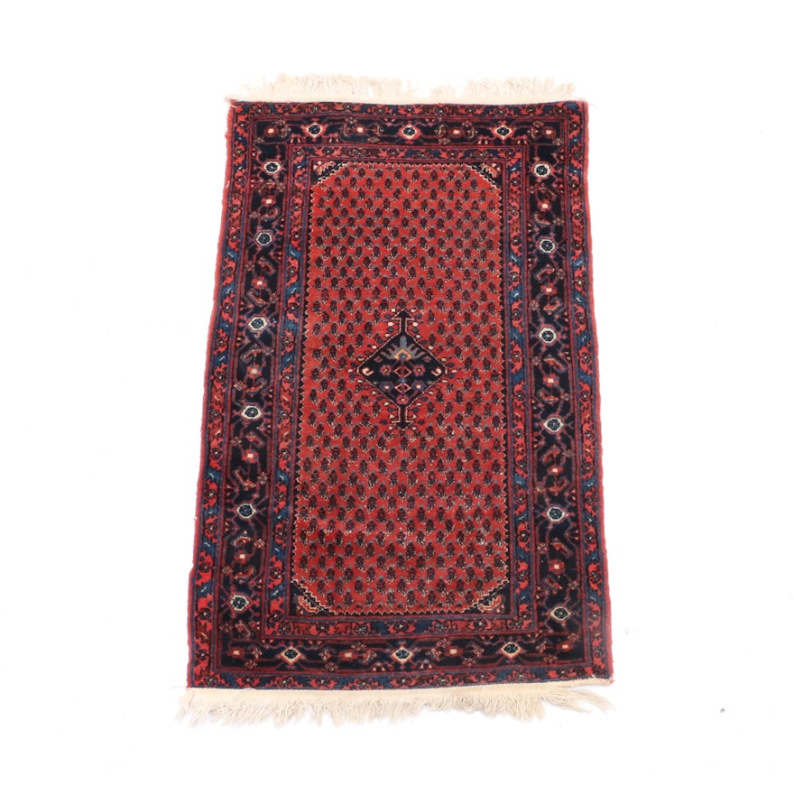 Hand-Knotted Kurdish Senneh Accent Rug