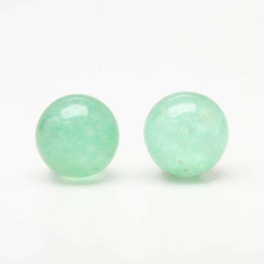 14K Yellow Gold Aventurine Stud Earrings