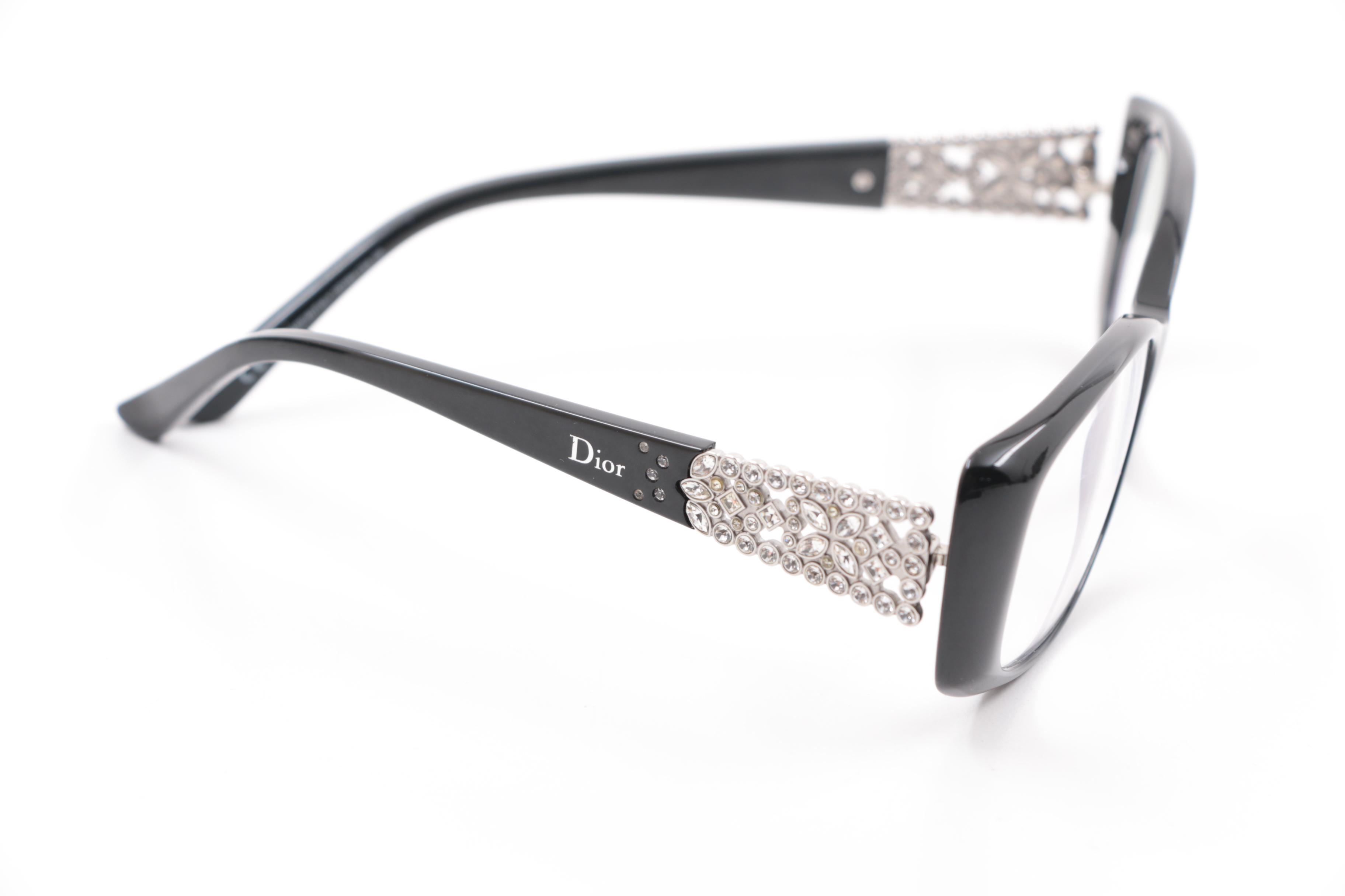 Christian Dior Special Edition Black Frame and Rhinestone Reading Glasses