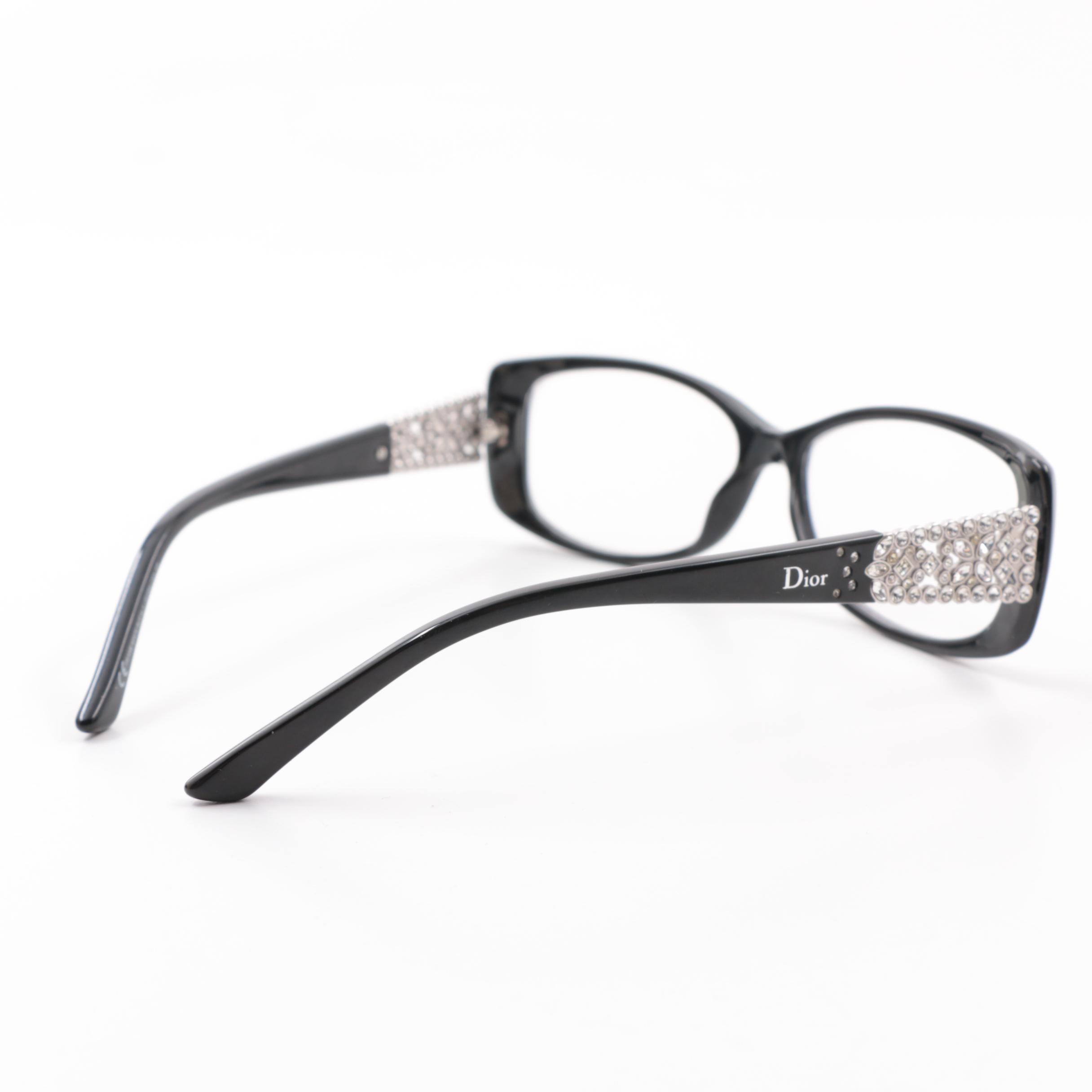 Christian Dior Special Edition Black Frame and Rhinestone Reading Glasses