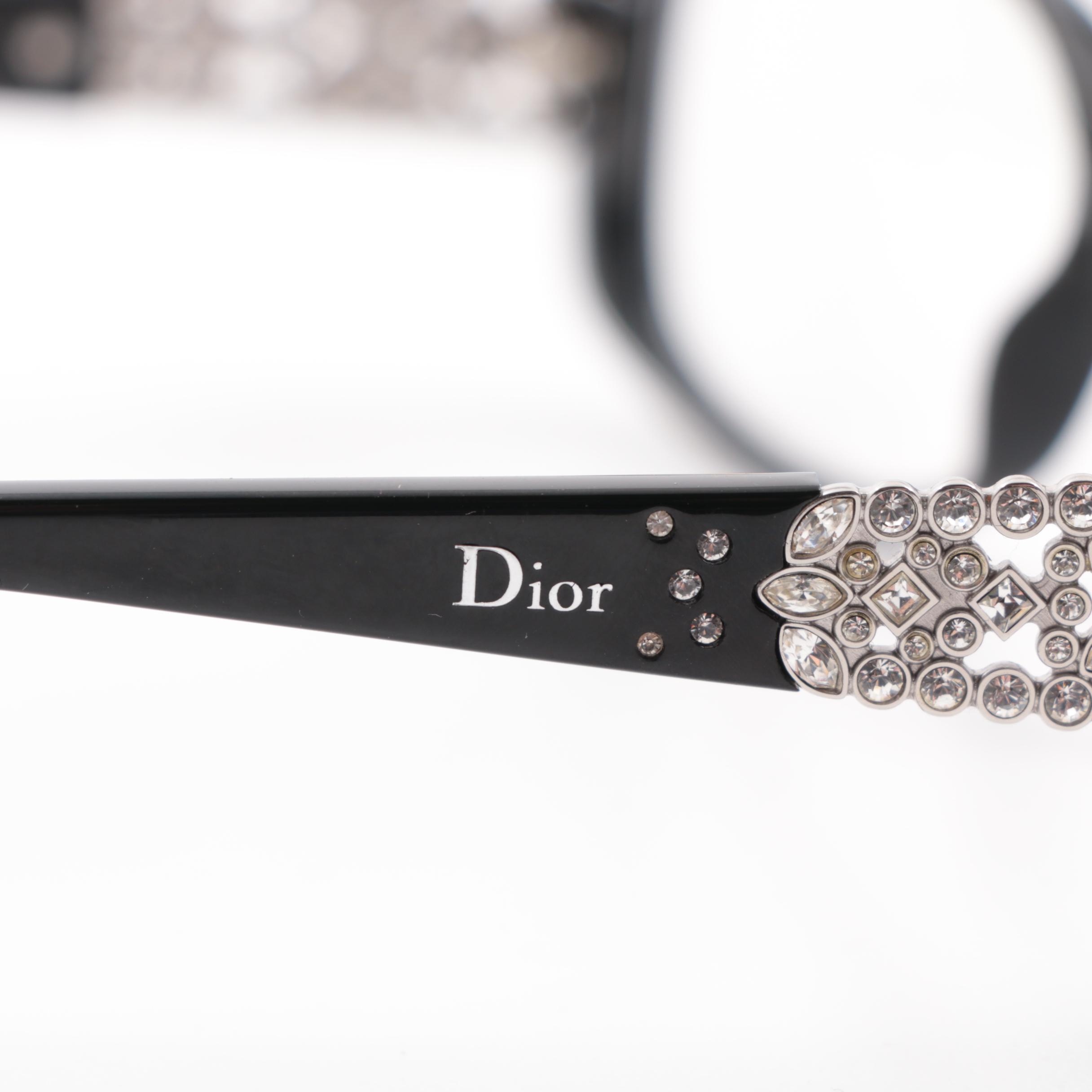 Christian Dior Special Edition Black Frame and Rhinestone Reading Glasses