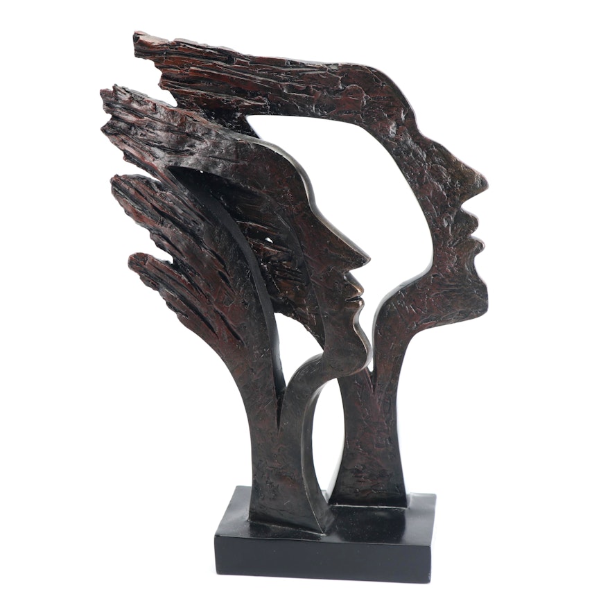 Cast Resin Sculpture of Two Profiles