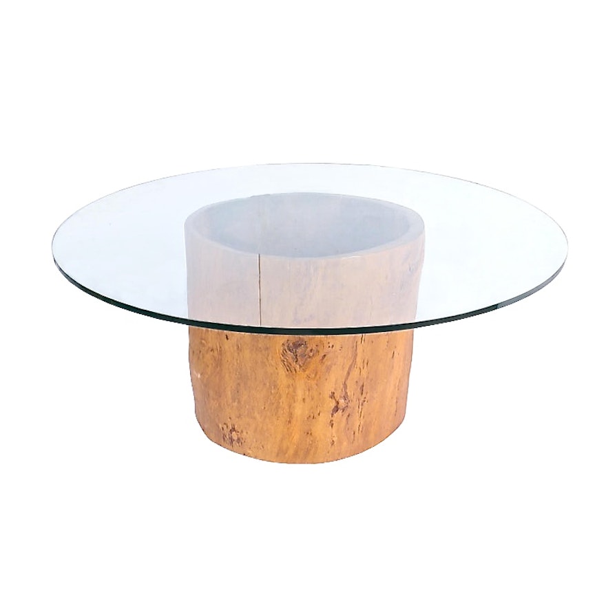 Custom Round Dining Table with Hollow Tree Trunk Barrel of Prohibition Interest