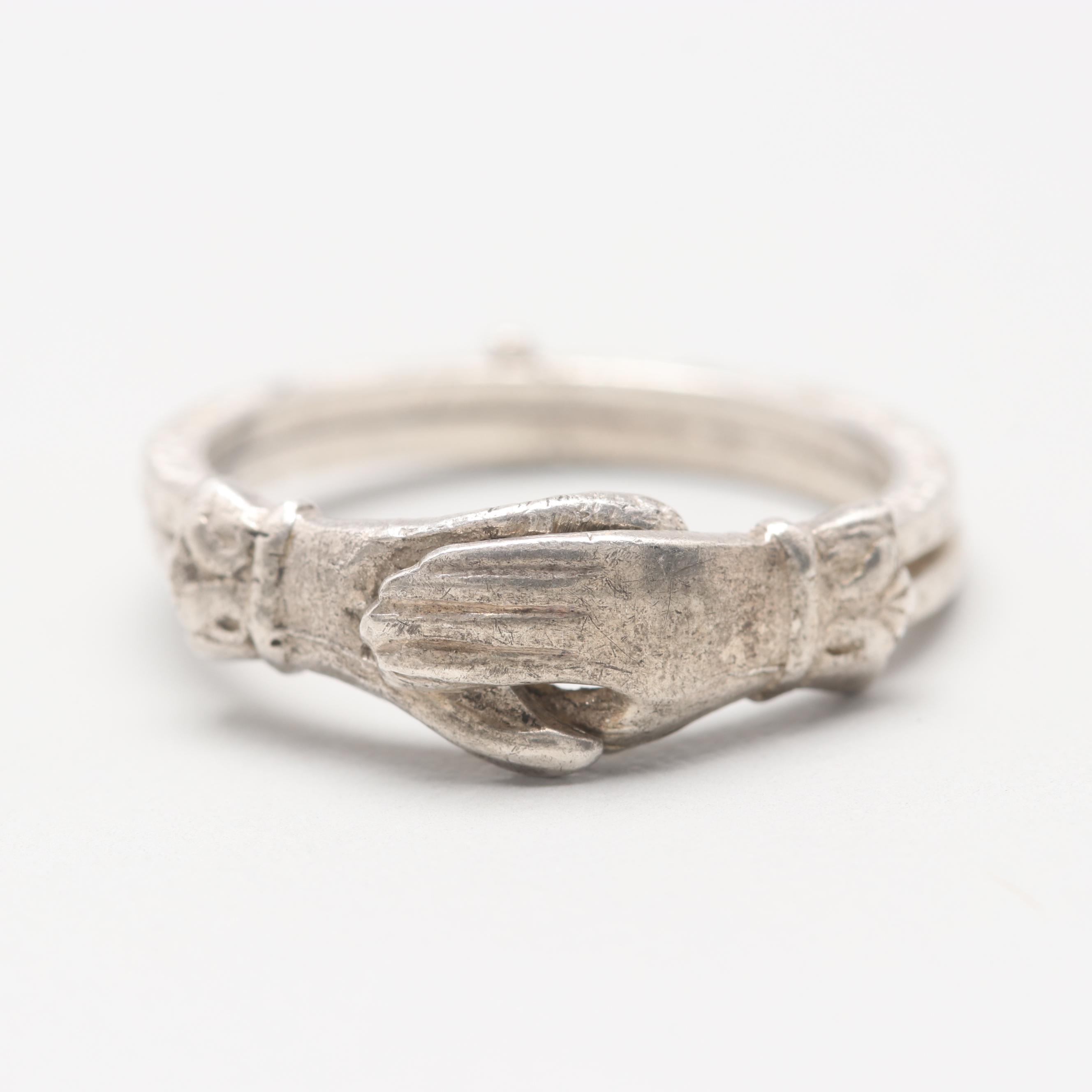 Art Deco Sterling Silver Gimmel Ring
