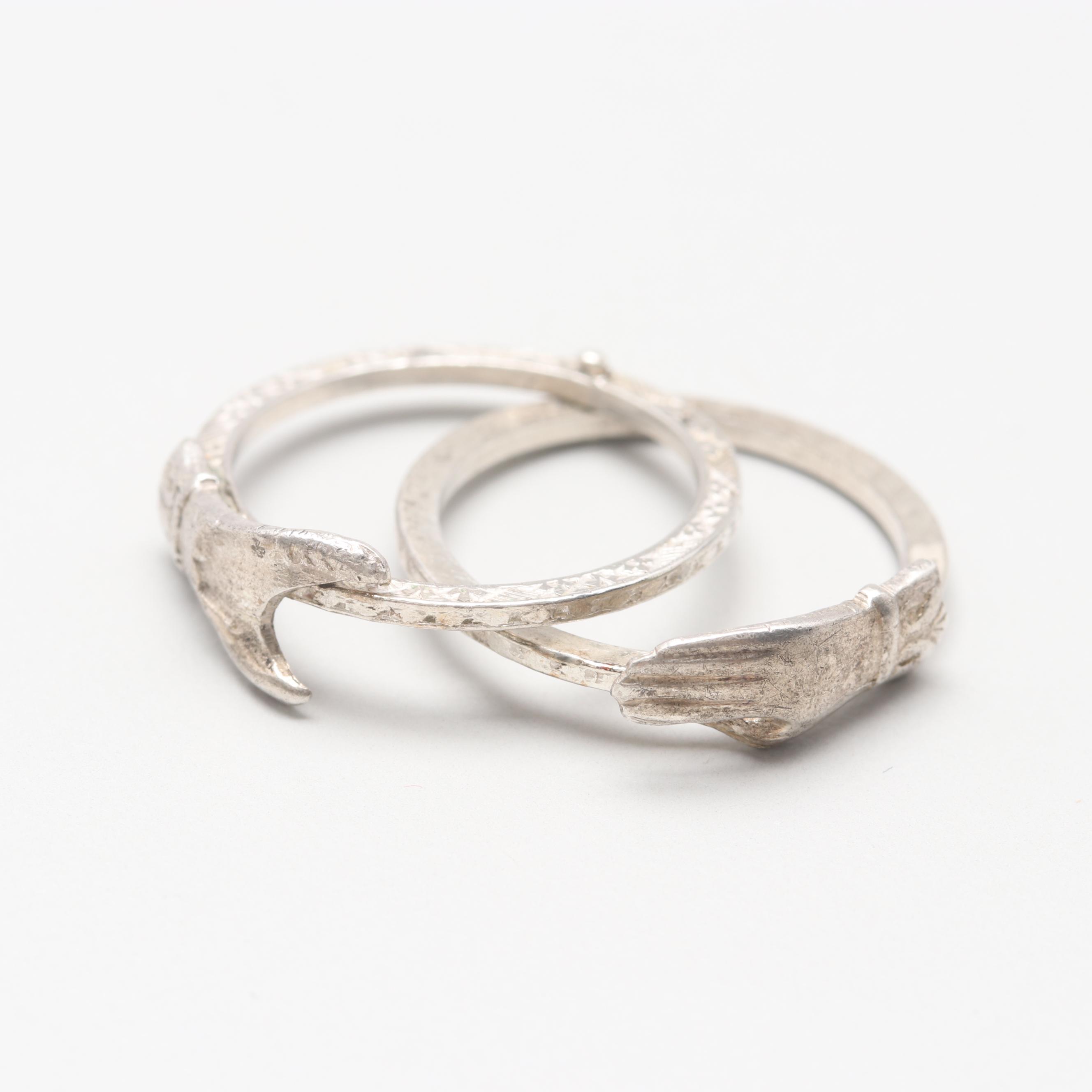 Art Deco Sterling Silver Gimmel Ring