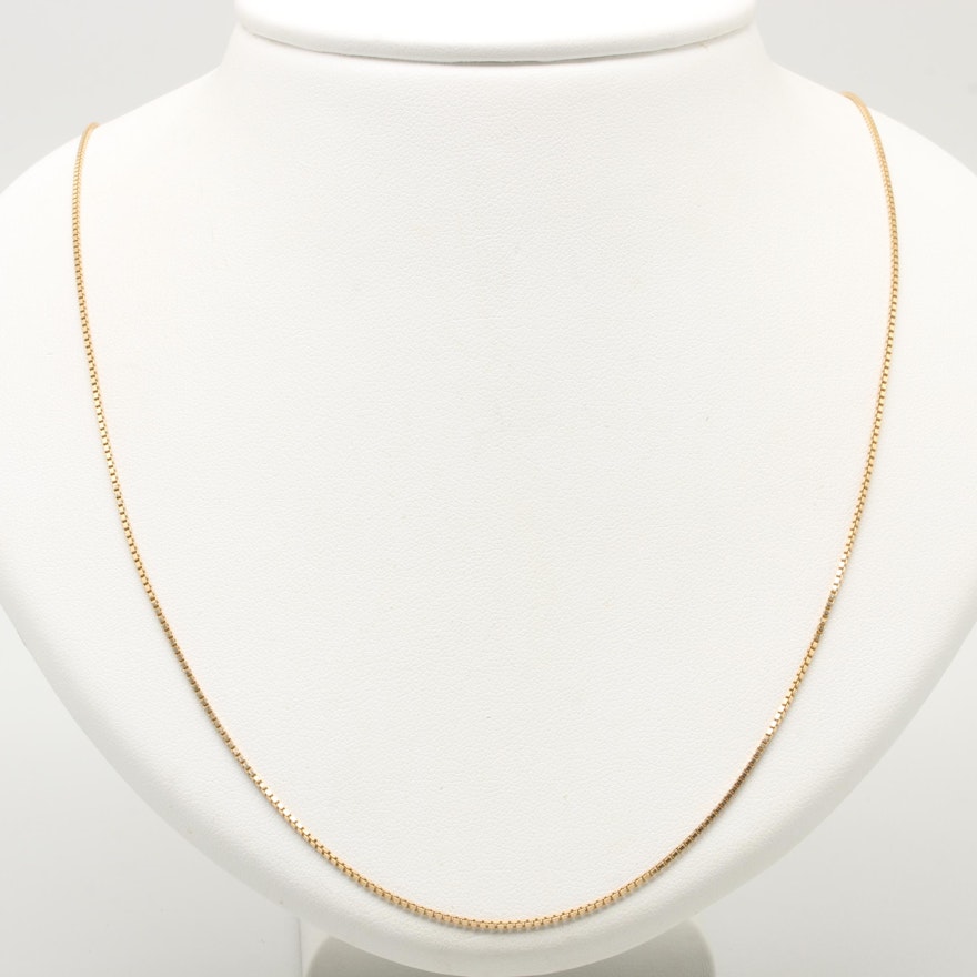 18K Yellow Gold Box Link Necklace