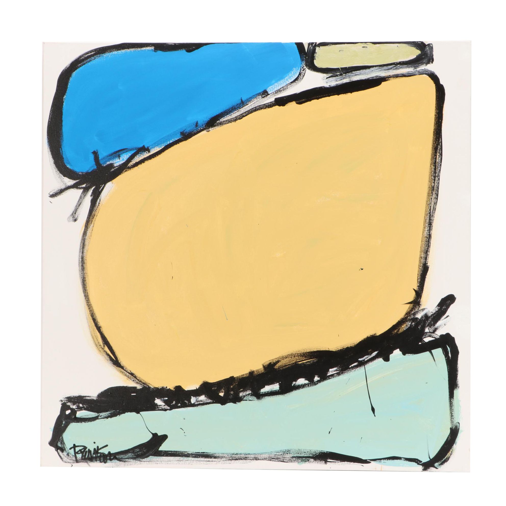 Robbie Kemper Abstract Acrylic Painting "4 Color Shapes"