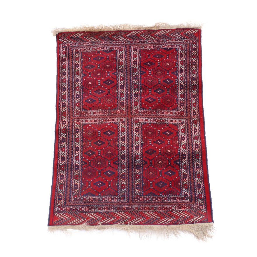 Hand-Knotted Turkmen Panel Area Rug