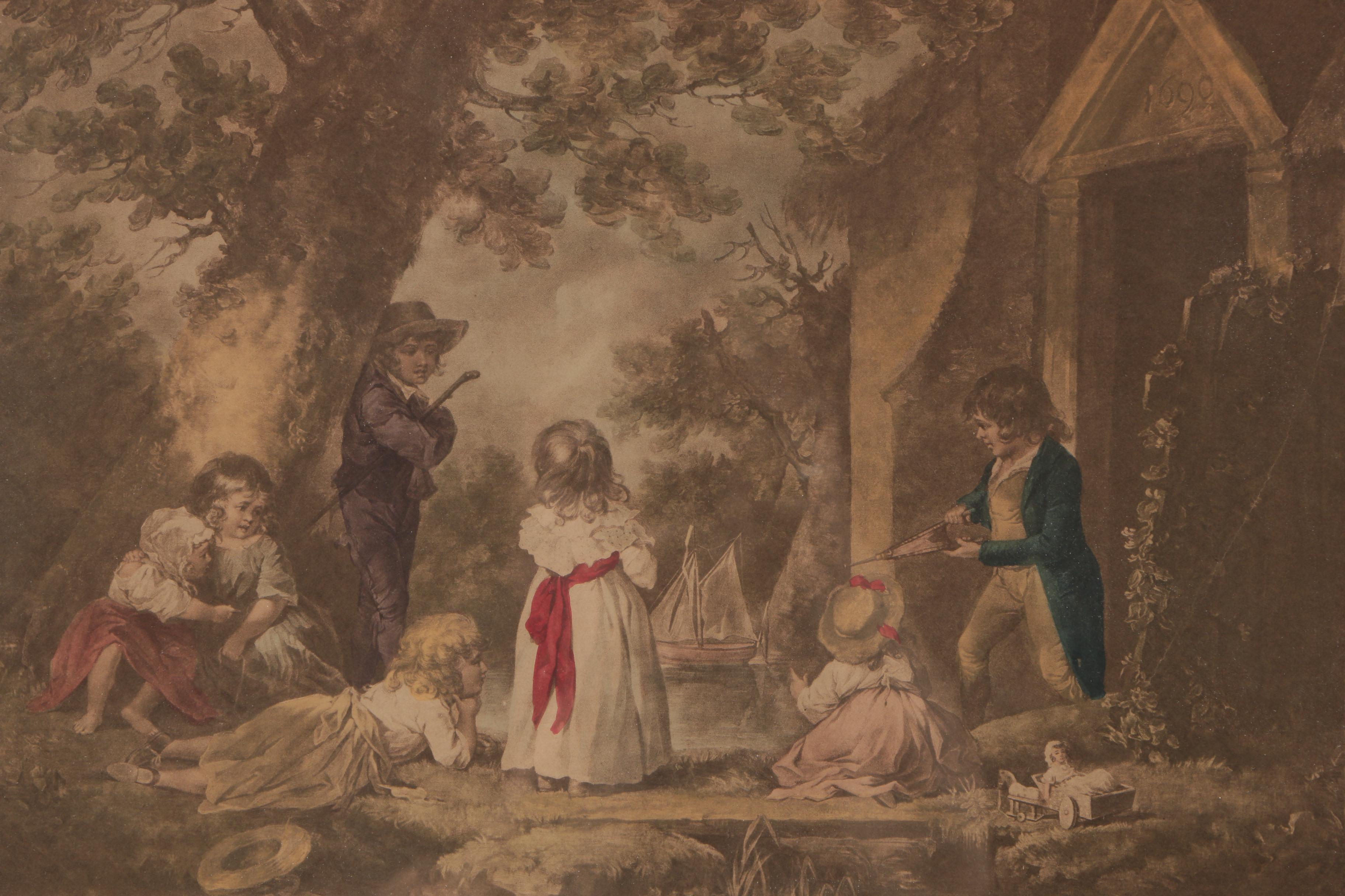 Hand-Colored Rotogravure after George Morland "Juvenile Navigators"