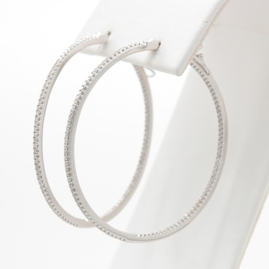 Ivanka Trump 18K White Gold 1.04 CTW Diamond Hoop Earrings