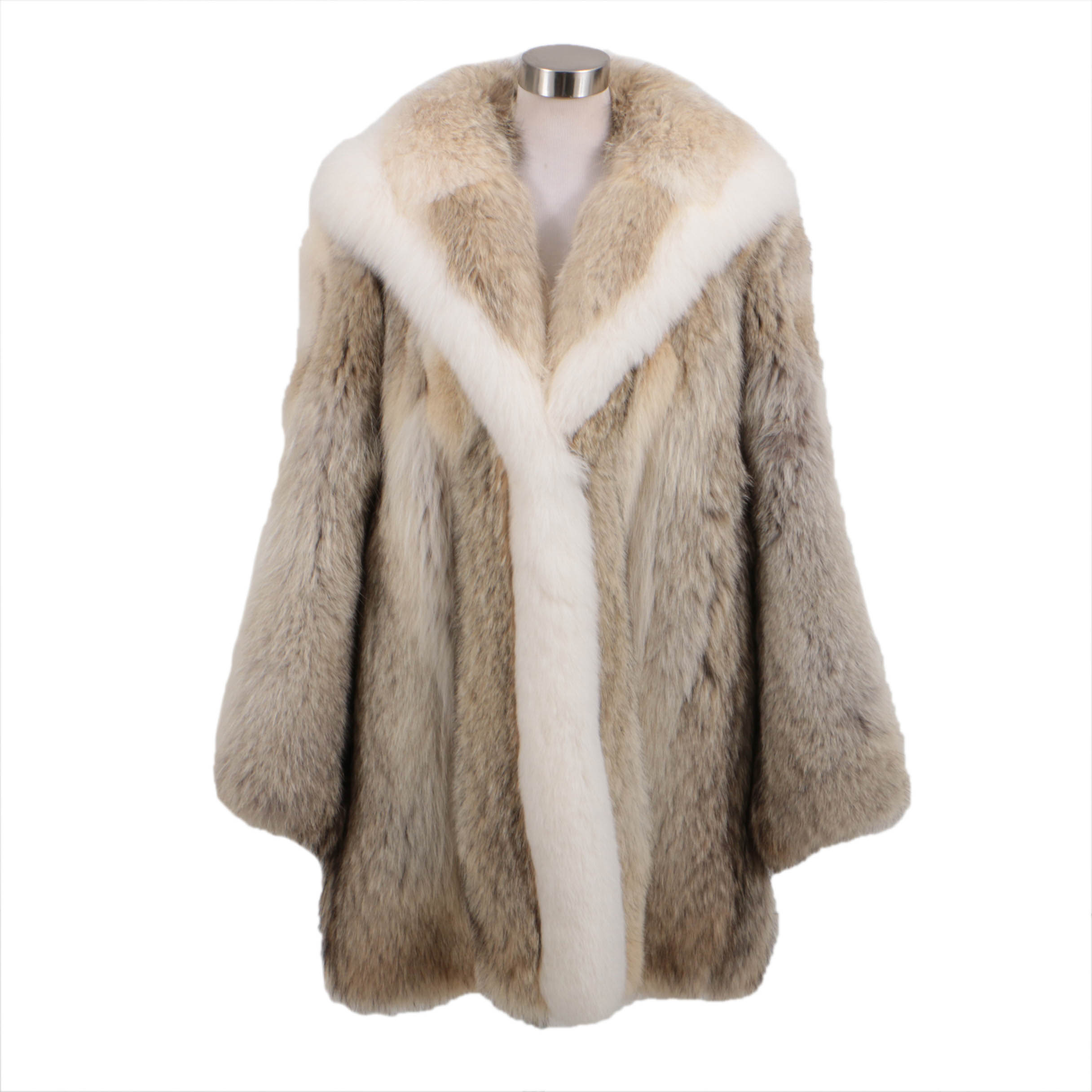 Coyote And Arctic White Fox Fur Hooded Parka