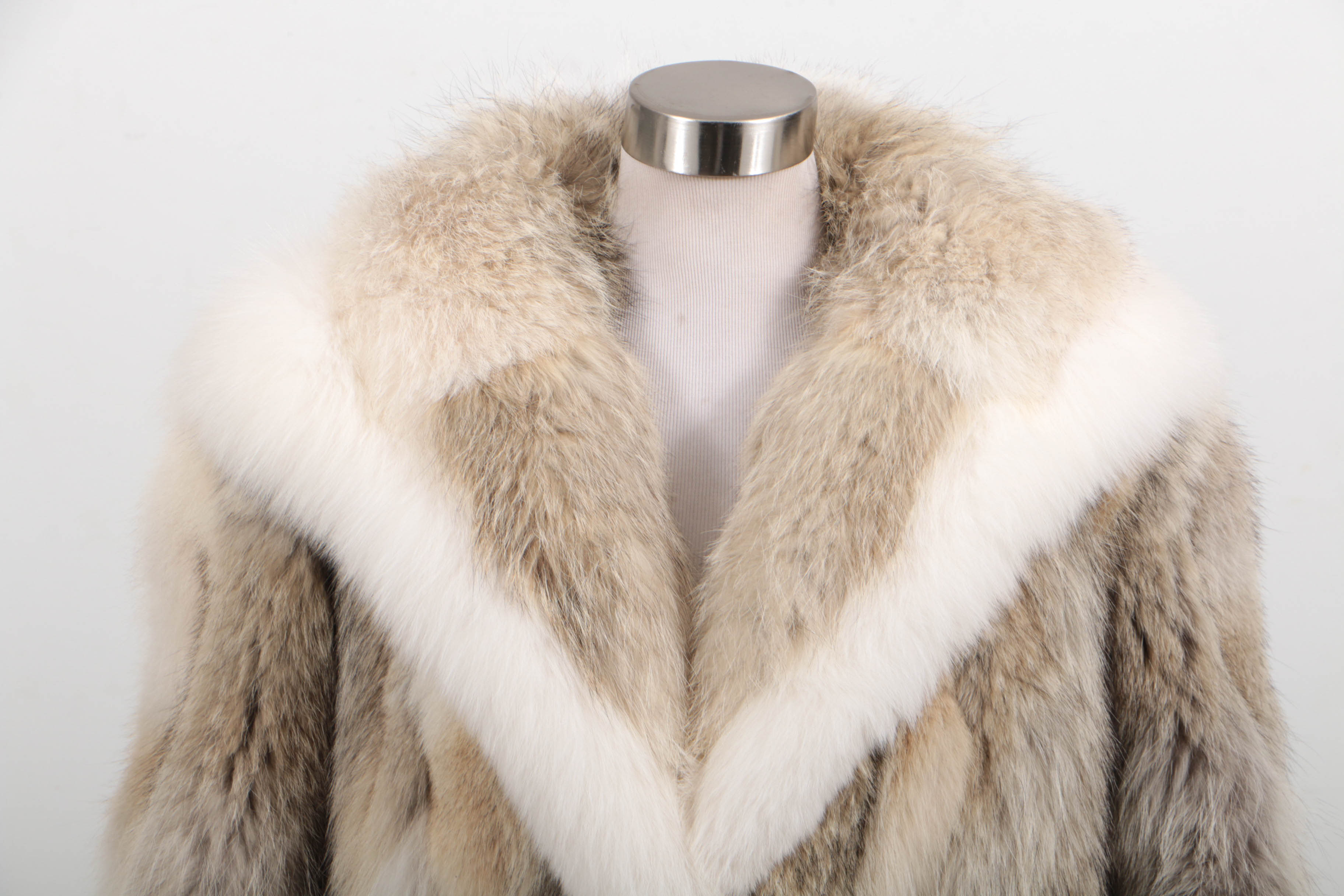 Coyote And Arctic White Fox Fur Hooded Parka