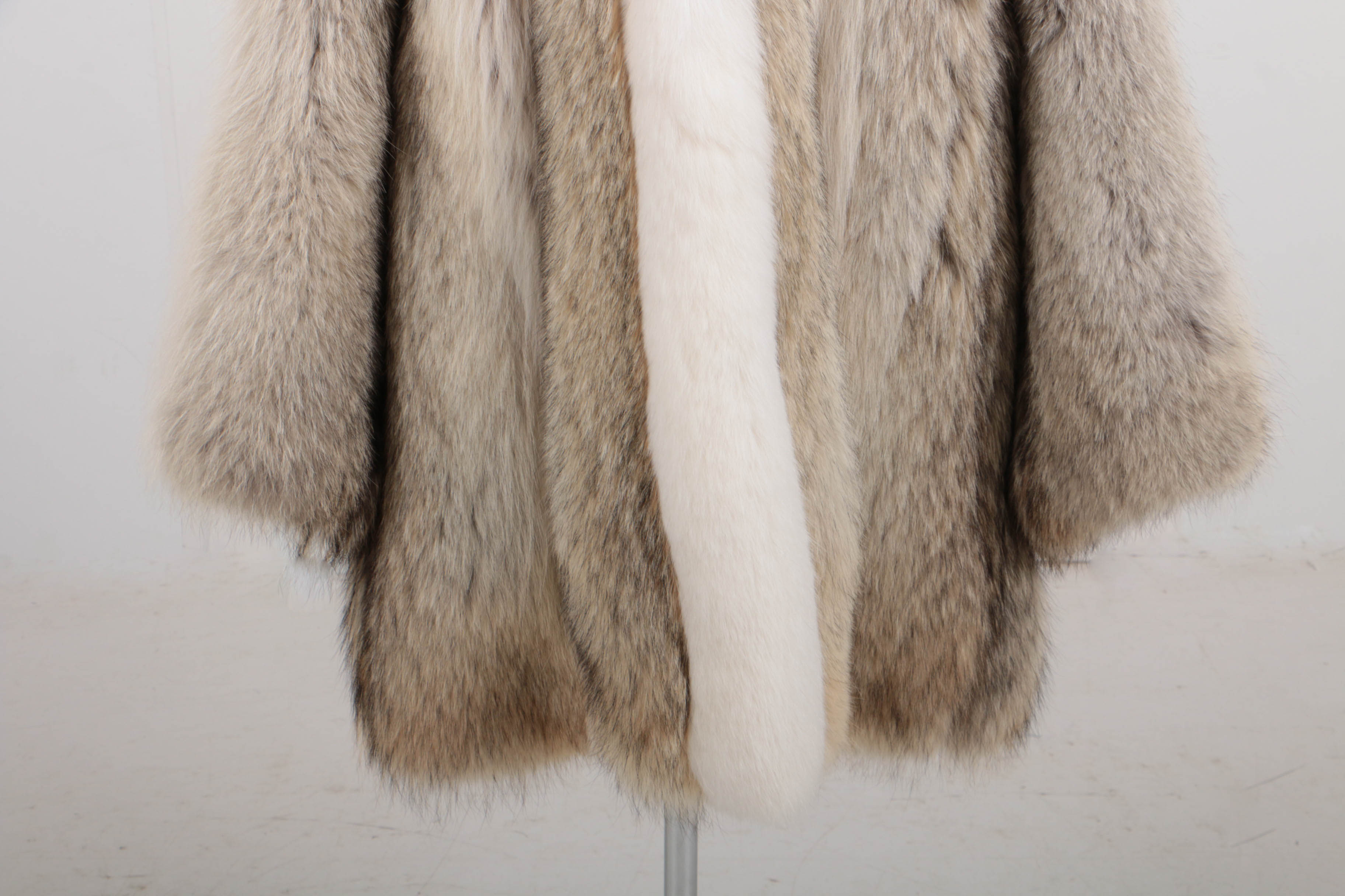 Coyote And Arctic White Fox Fur Hooded Parka