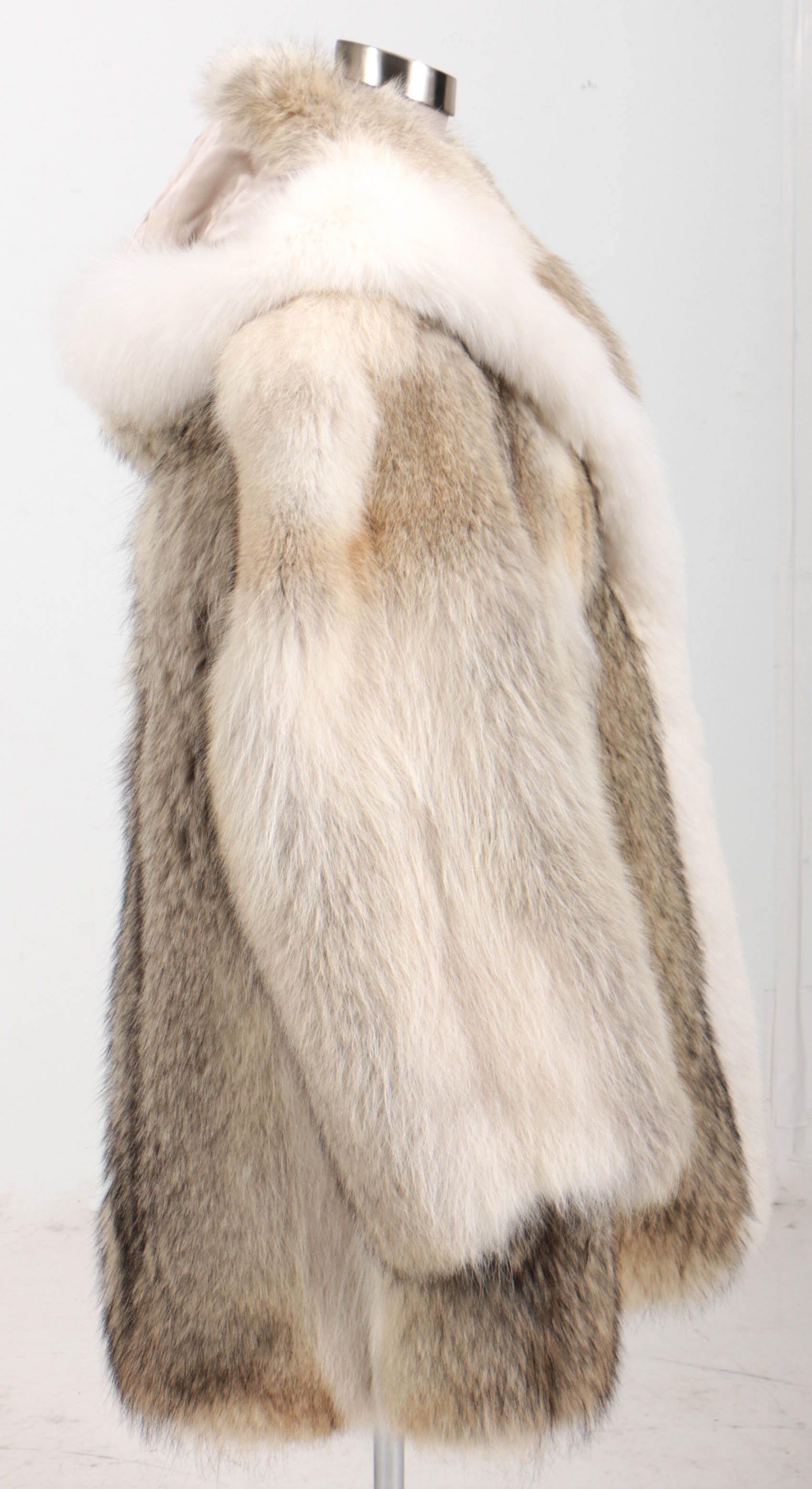 Coyote And Arctic White Fox Fur Hooded Parka