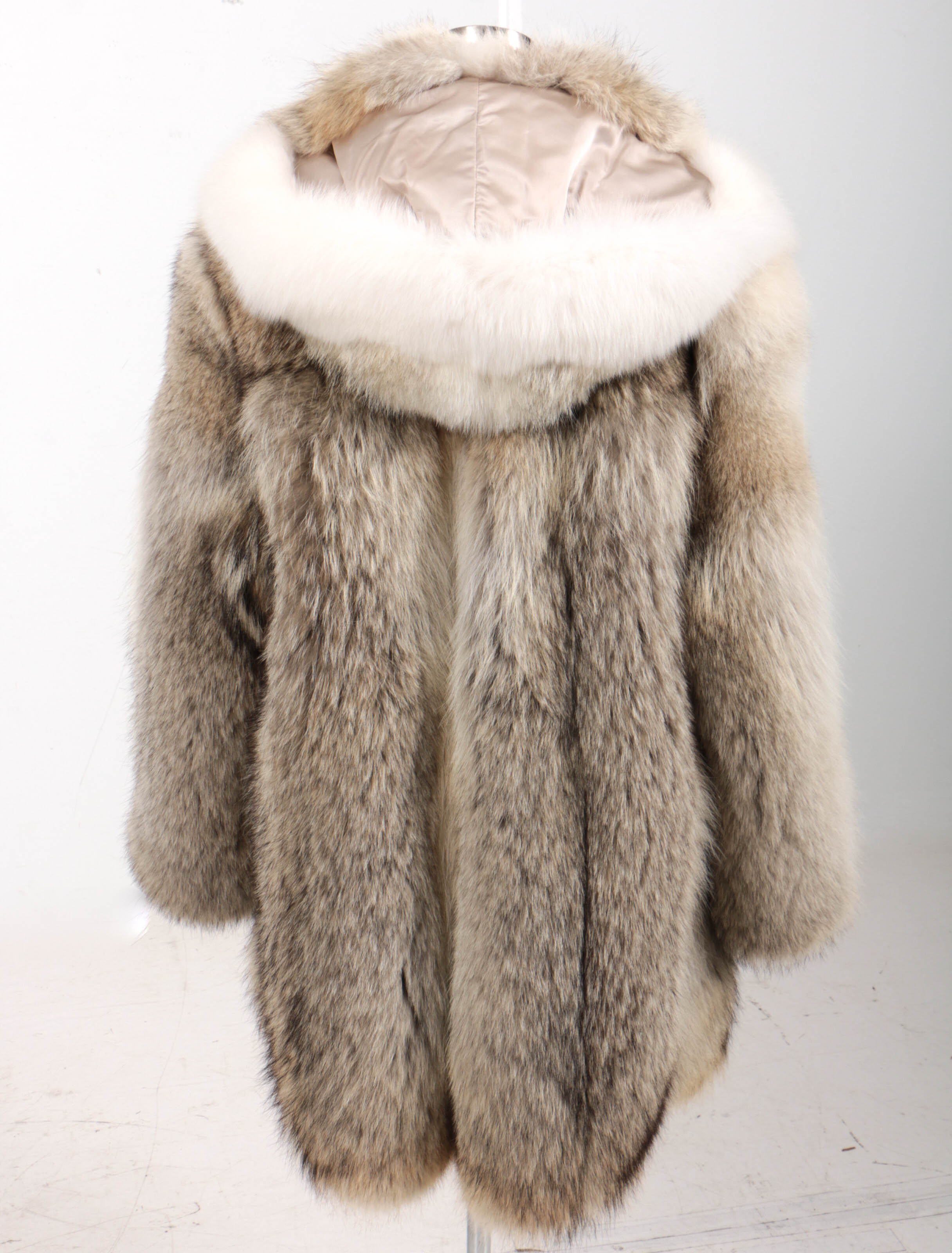 Coyote And Arctic White Fox Fur Hooded Parka