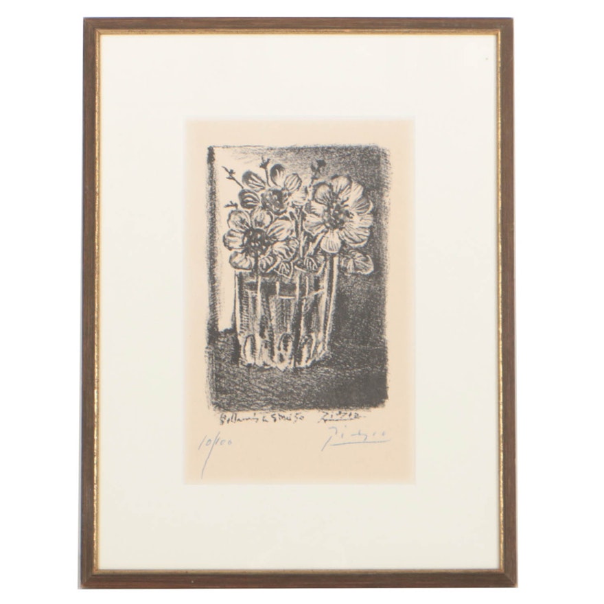 Pablo Picasso 1950 Transfer Lithograph "Fleurs dans un vase (sans la lettre)"