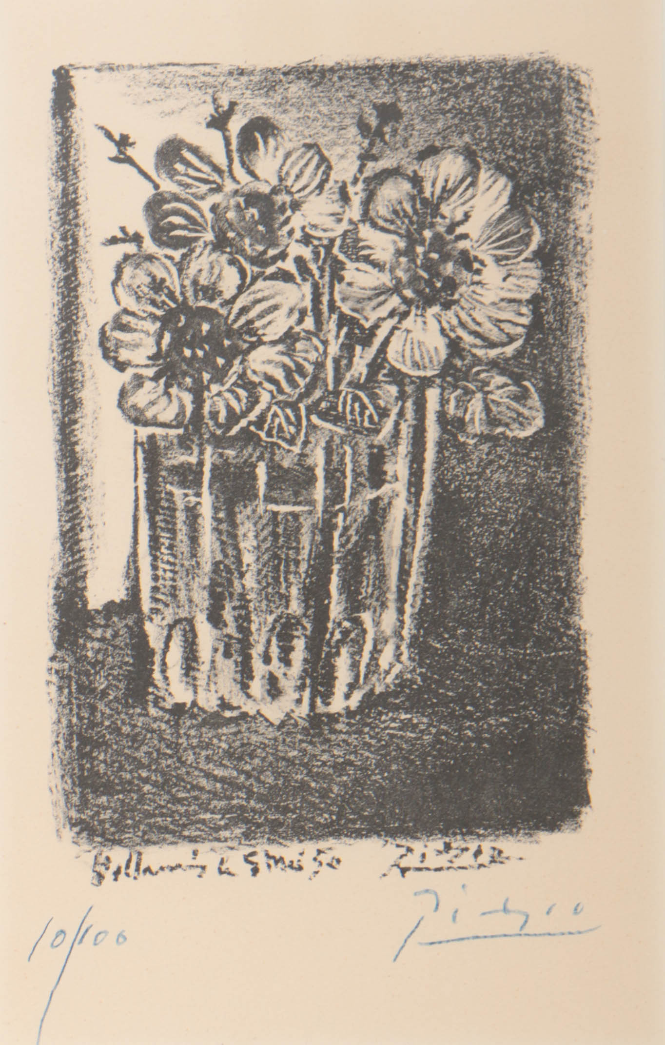Pablo Picasso 1950 Transfer Lithograph "Fleurs dans un vase (sans la lettre)"