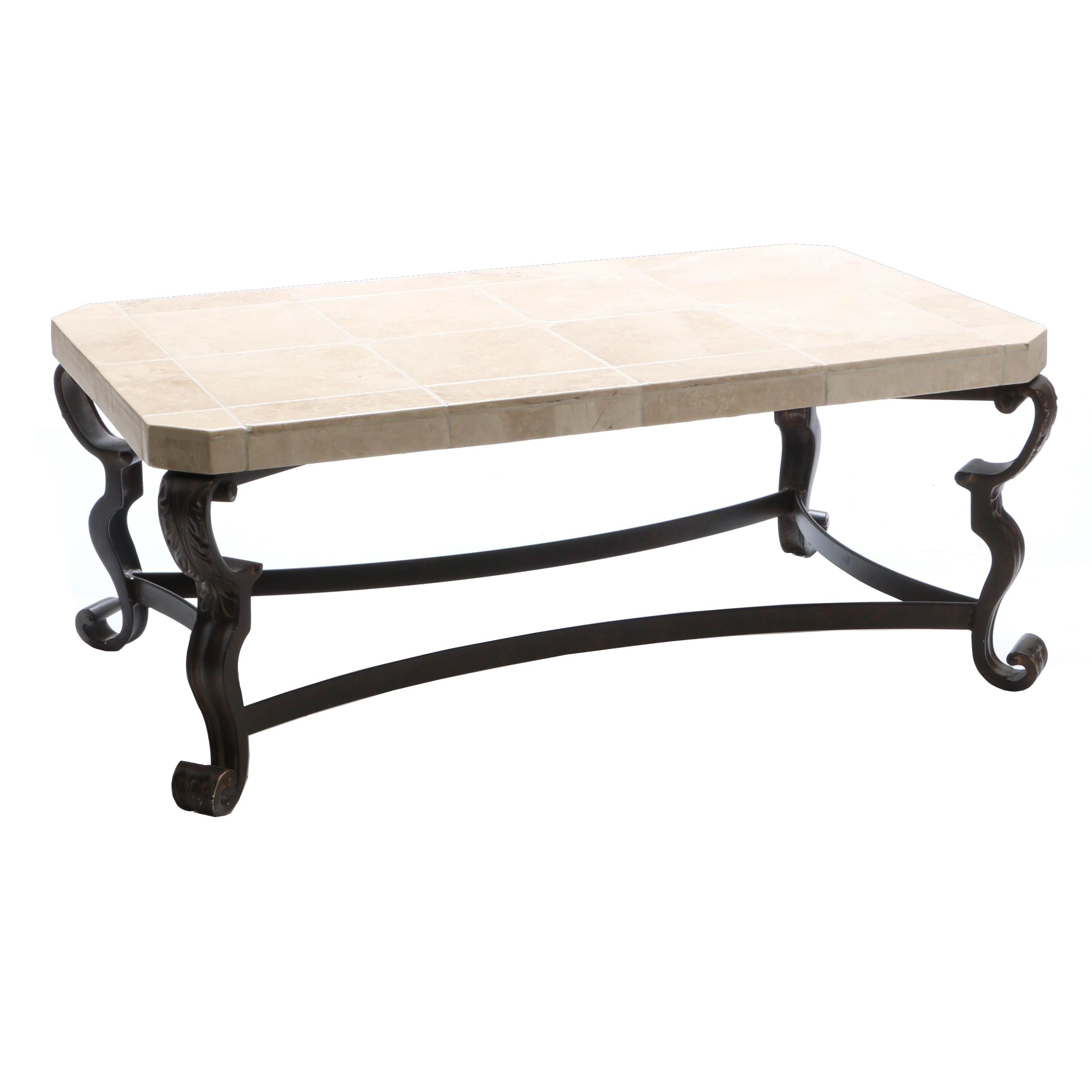 Contemporary Tile Top Metal Coffee Table