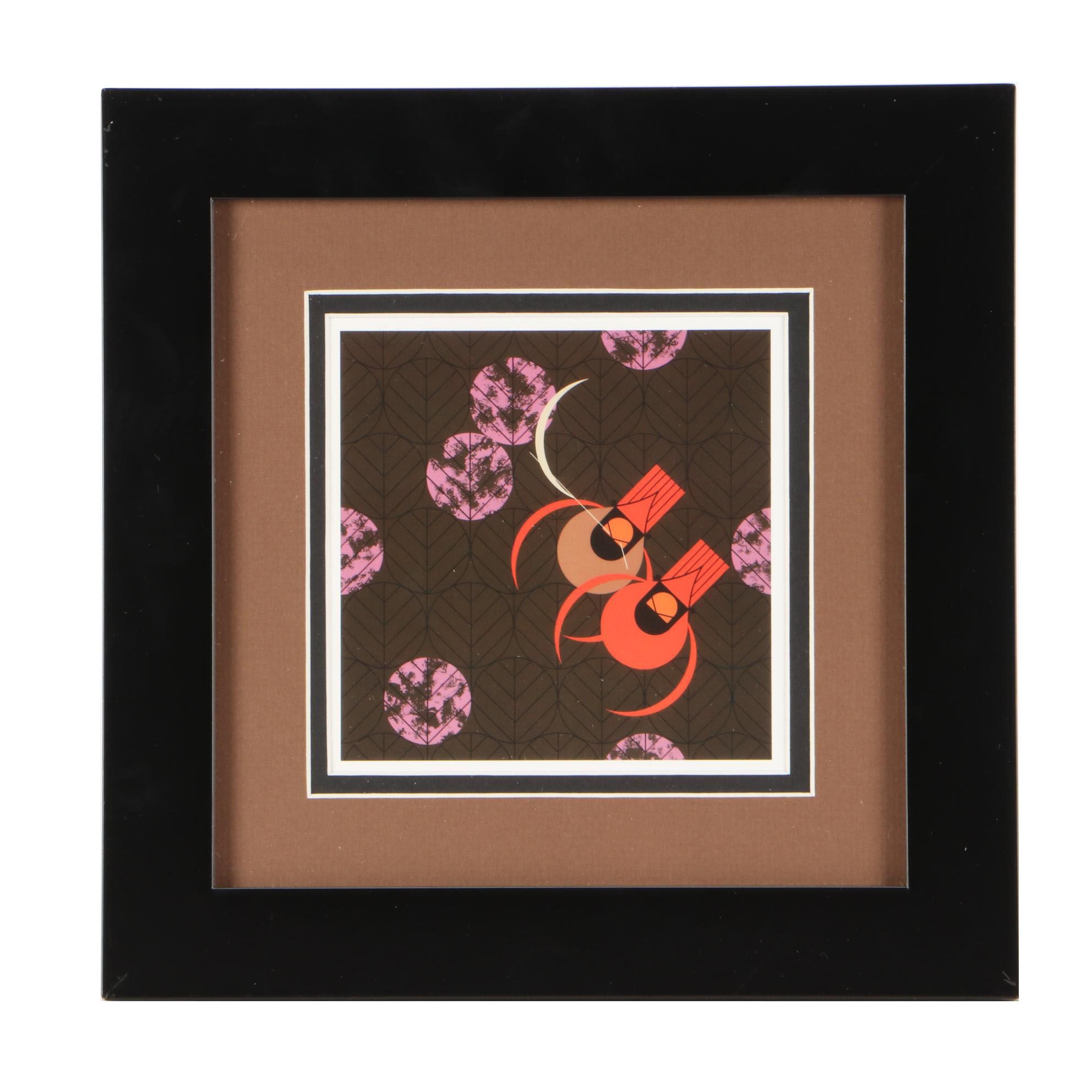 Offset Lithograph after Charley Harper "Redbirds and Redbuds"