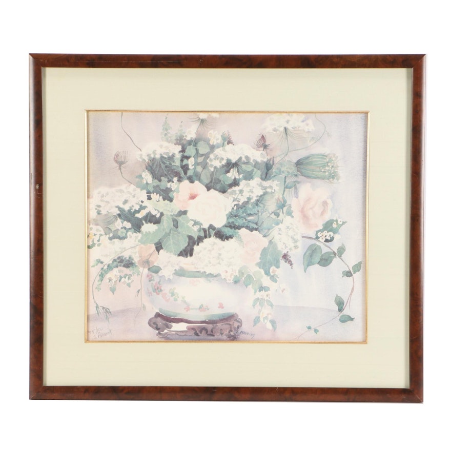 S. Manning Limited Edition Offset Lithograph of Floral Arrangement